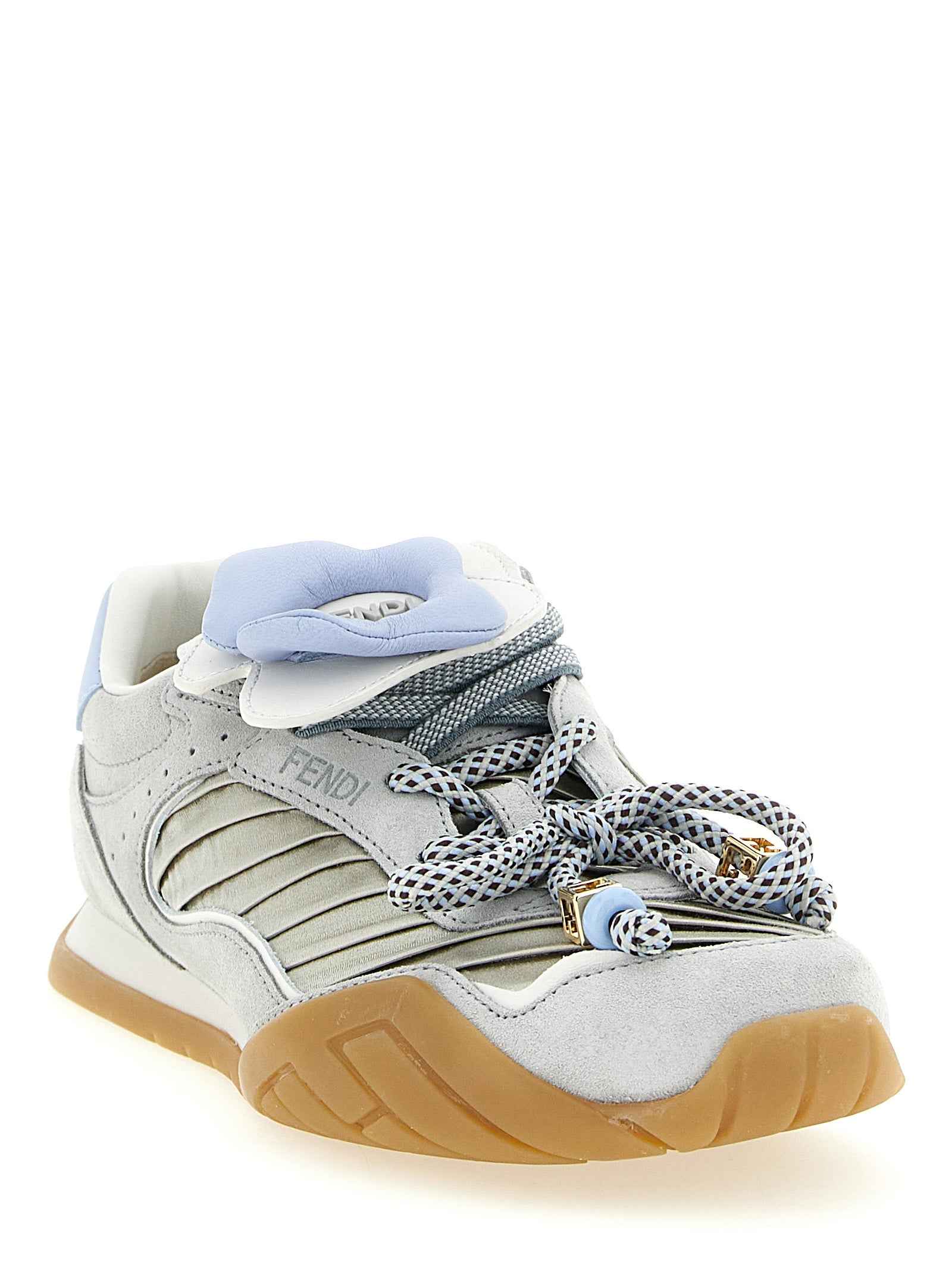 Fendi Gray Calfskin Athletic Sneakers