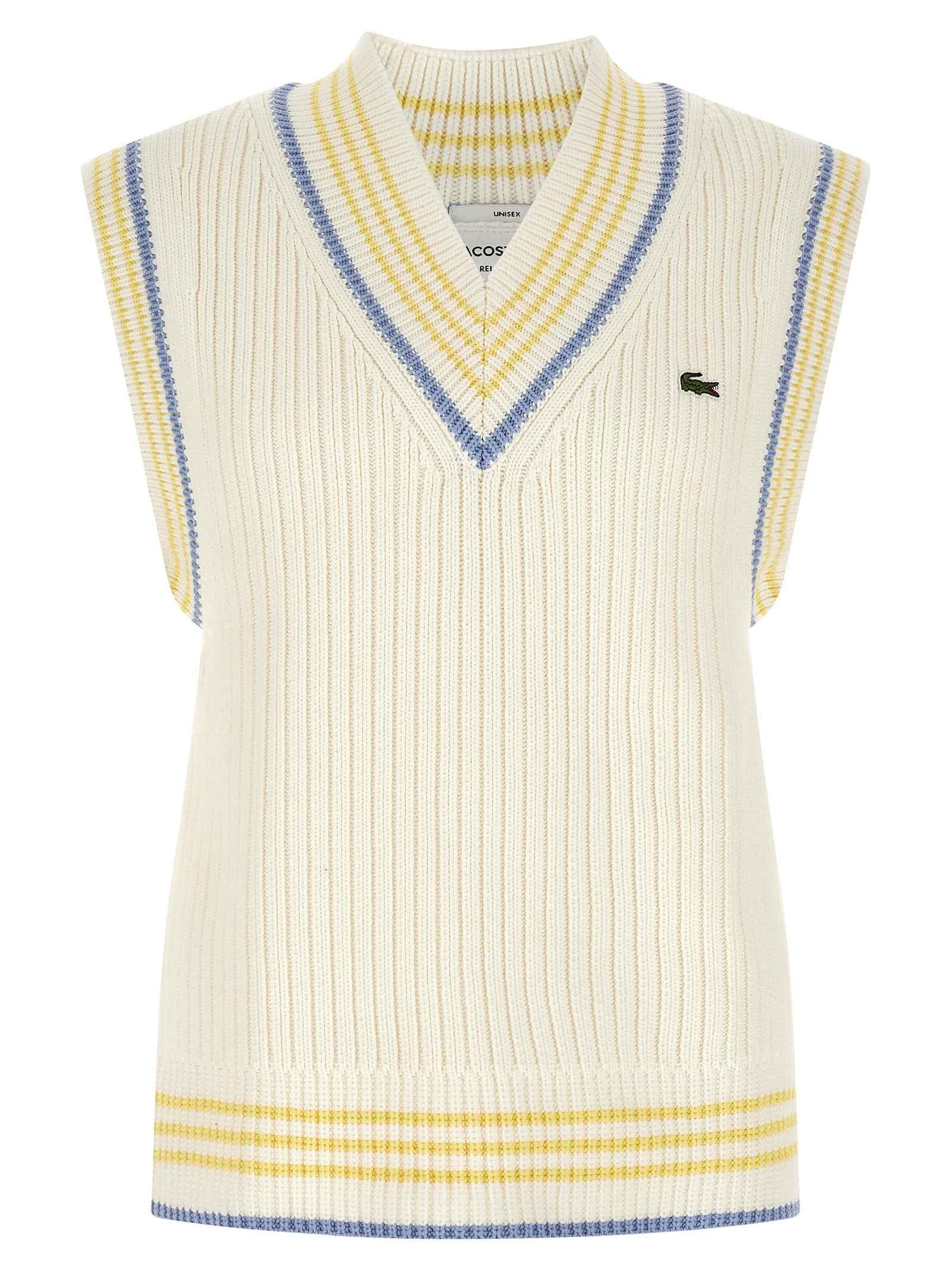 Lacoste White Cotton Sleeveles Sweater
