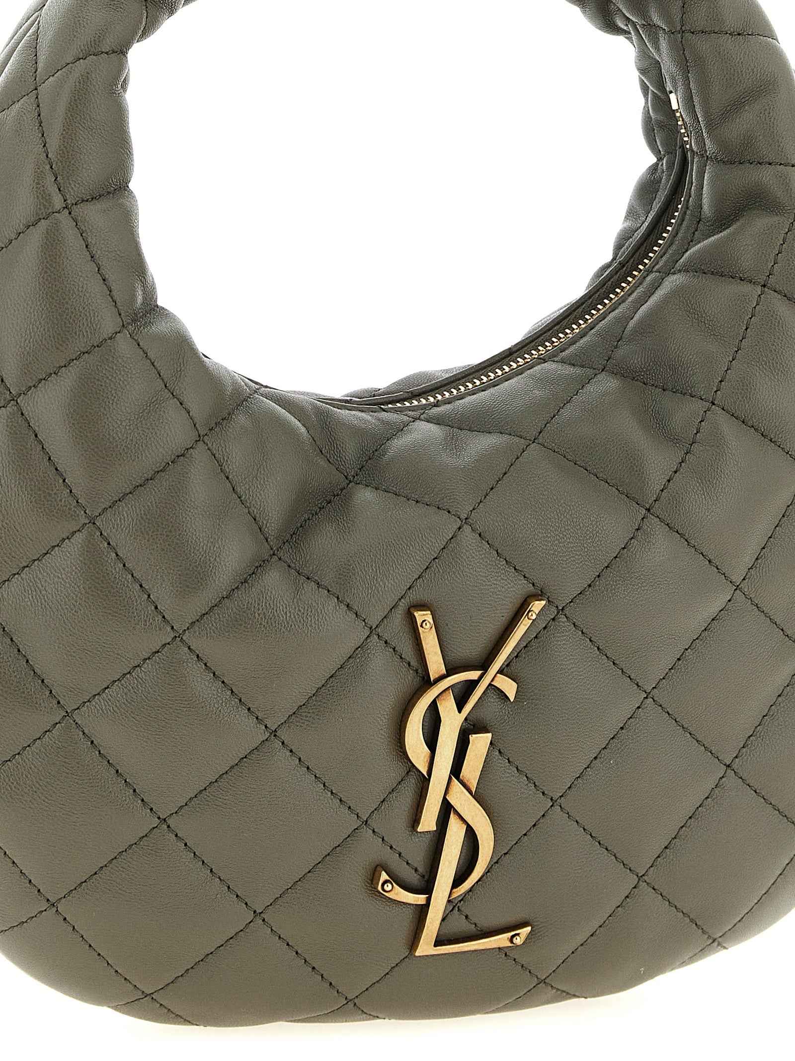 Saint Laurent Gray Lamb Leather Handbag