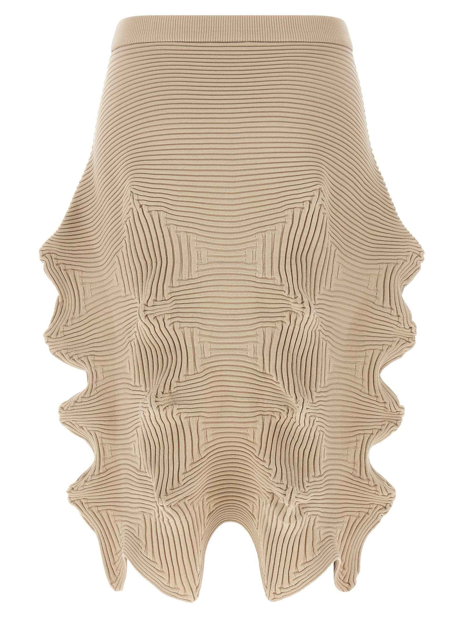 Issey Miyake Beige Polyester Midi Skirt