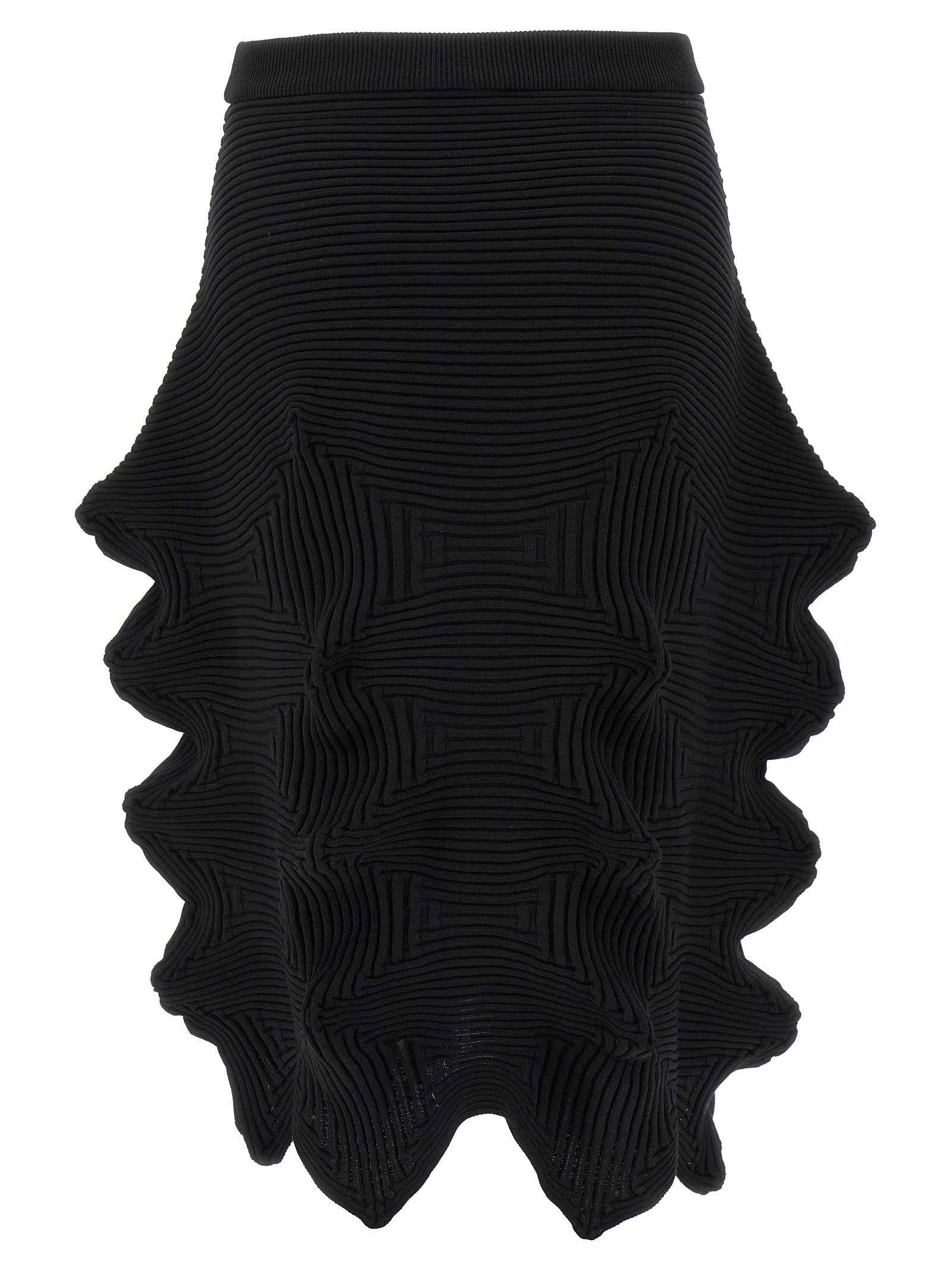 Issey Miyake Black Polyester Midi Skirt