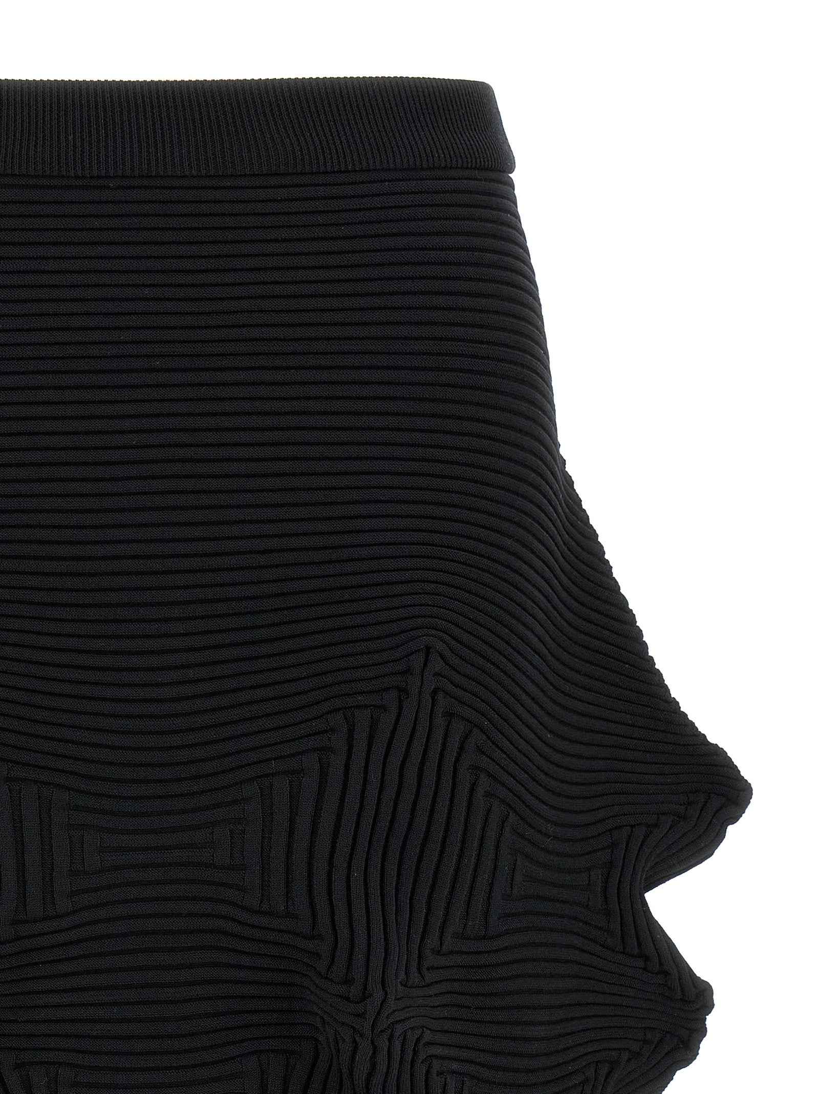 Issey Miyake Black Polyester Midi Skirt