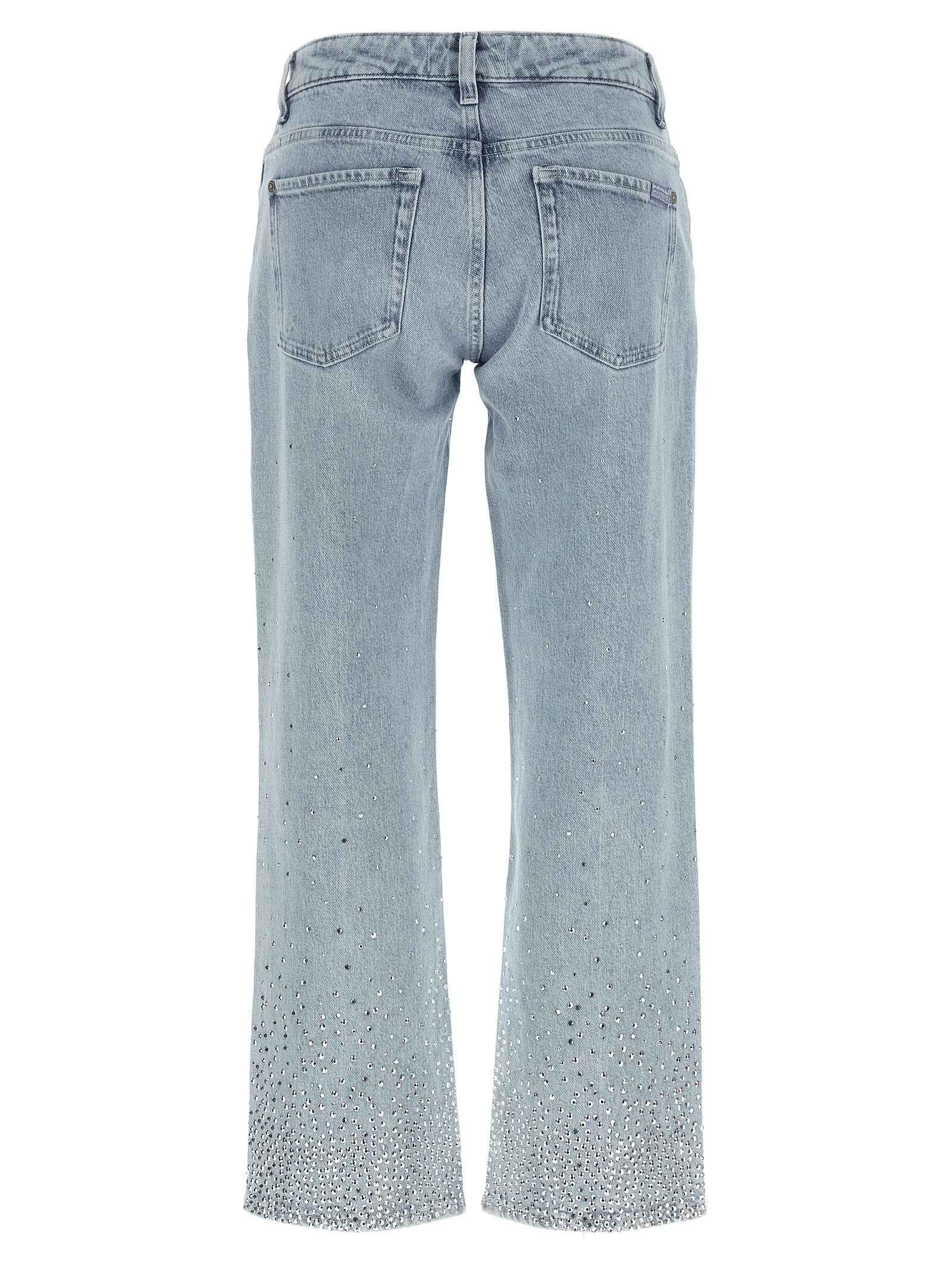 7 For All Mankind Blue Cotton Straight-Leg Jeans