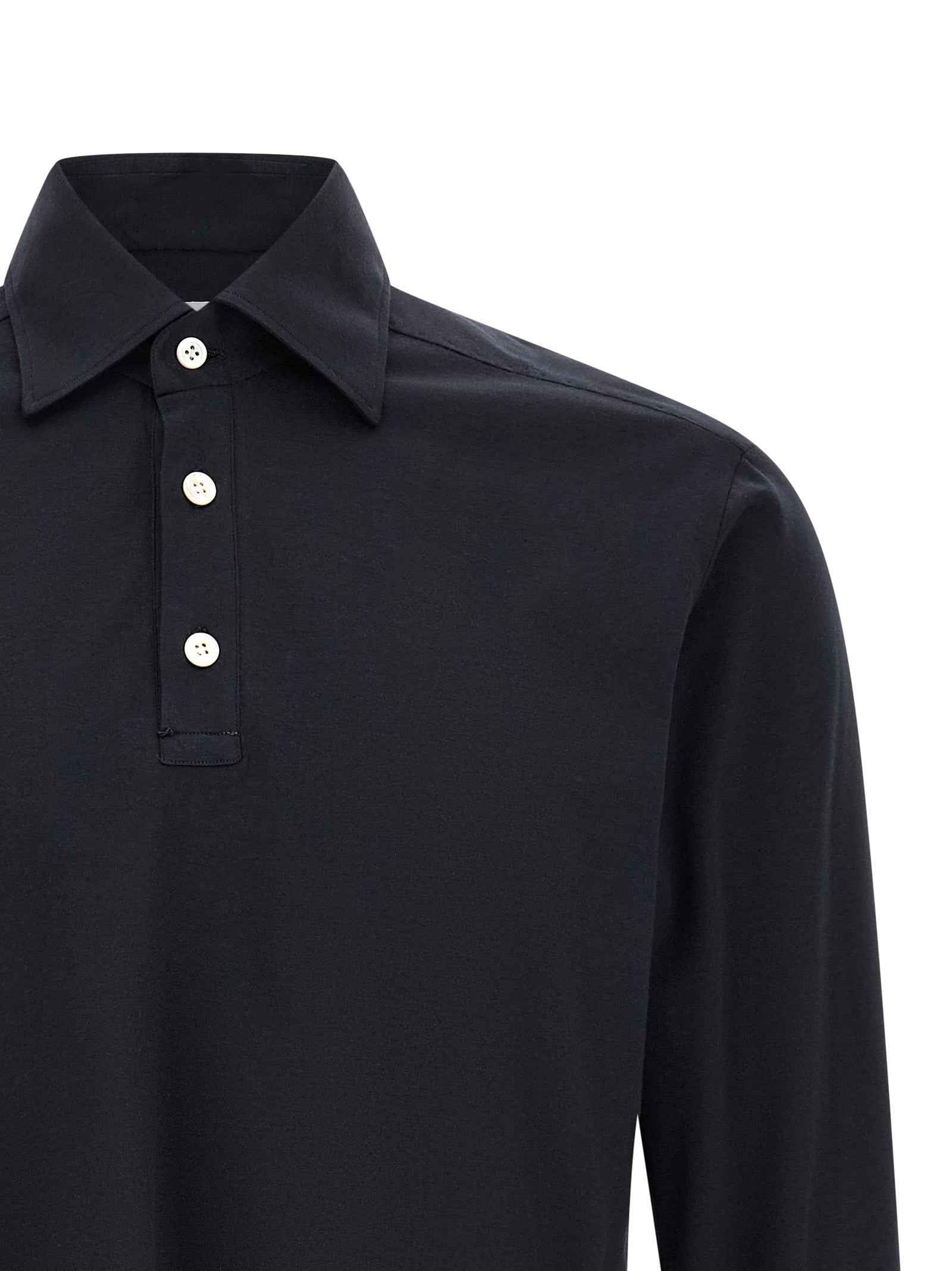 Kiton Blue Cotton Polo Shirt