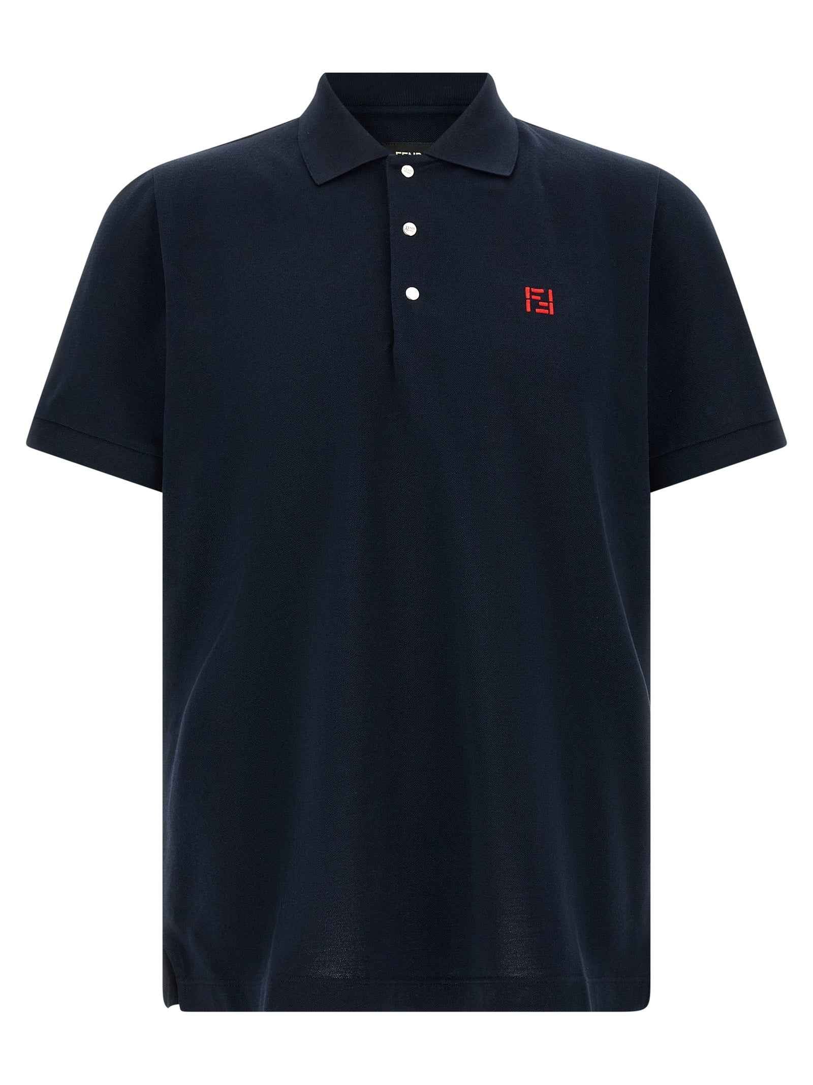 Fendi Blue Cotton Polo Shirt