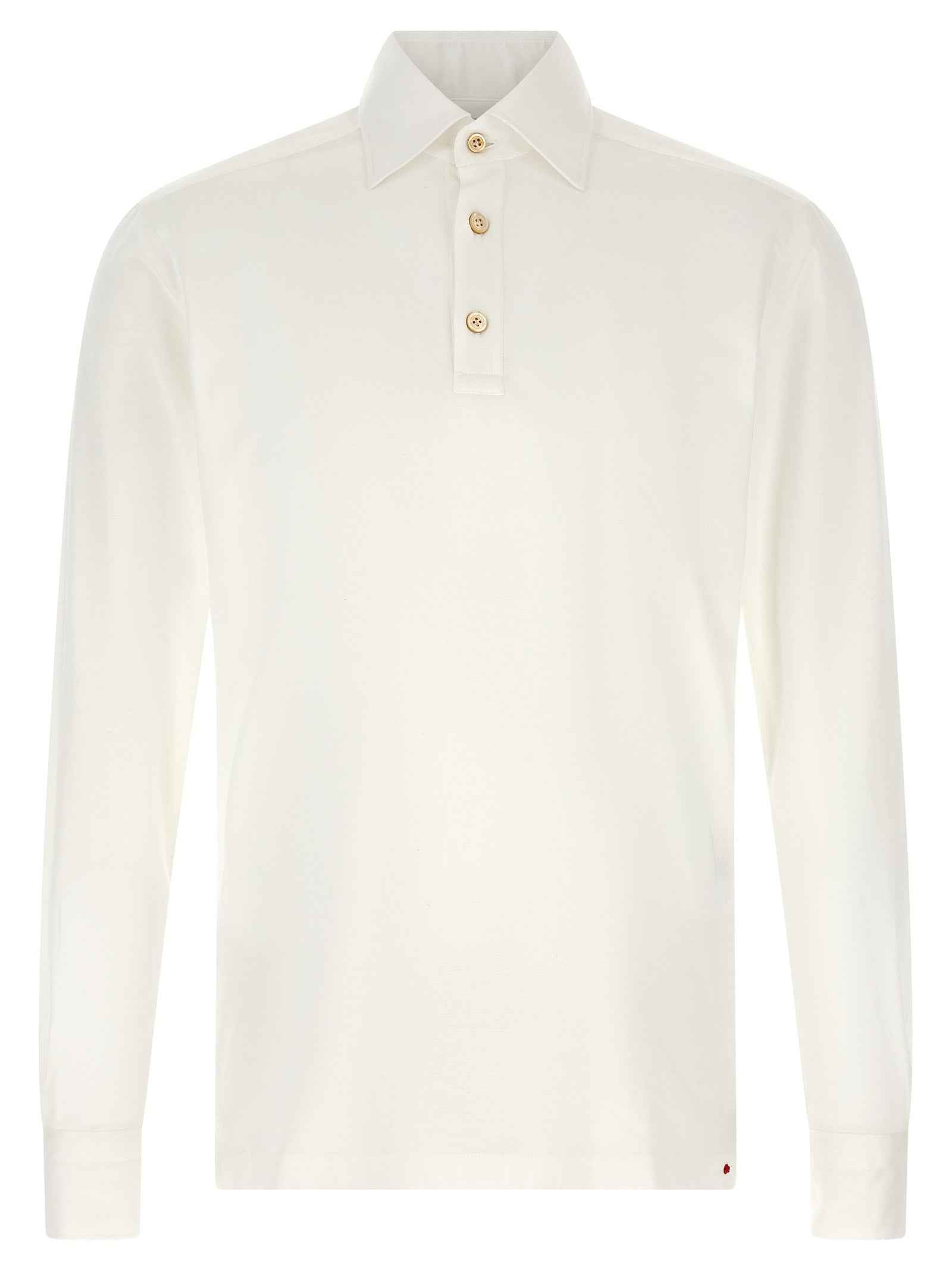 Kiton White Cotton Polo Shirt