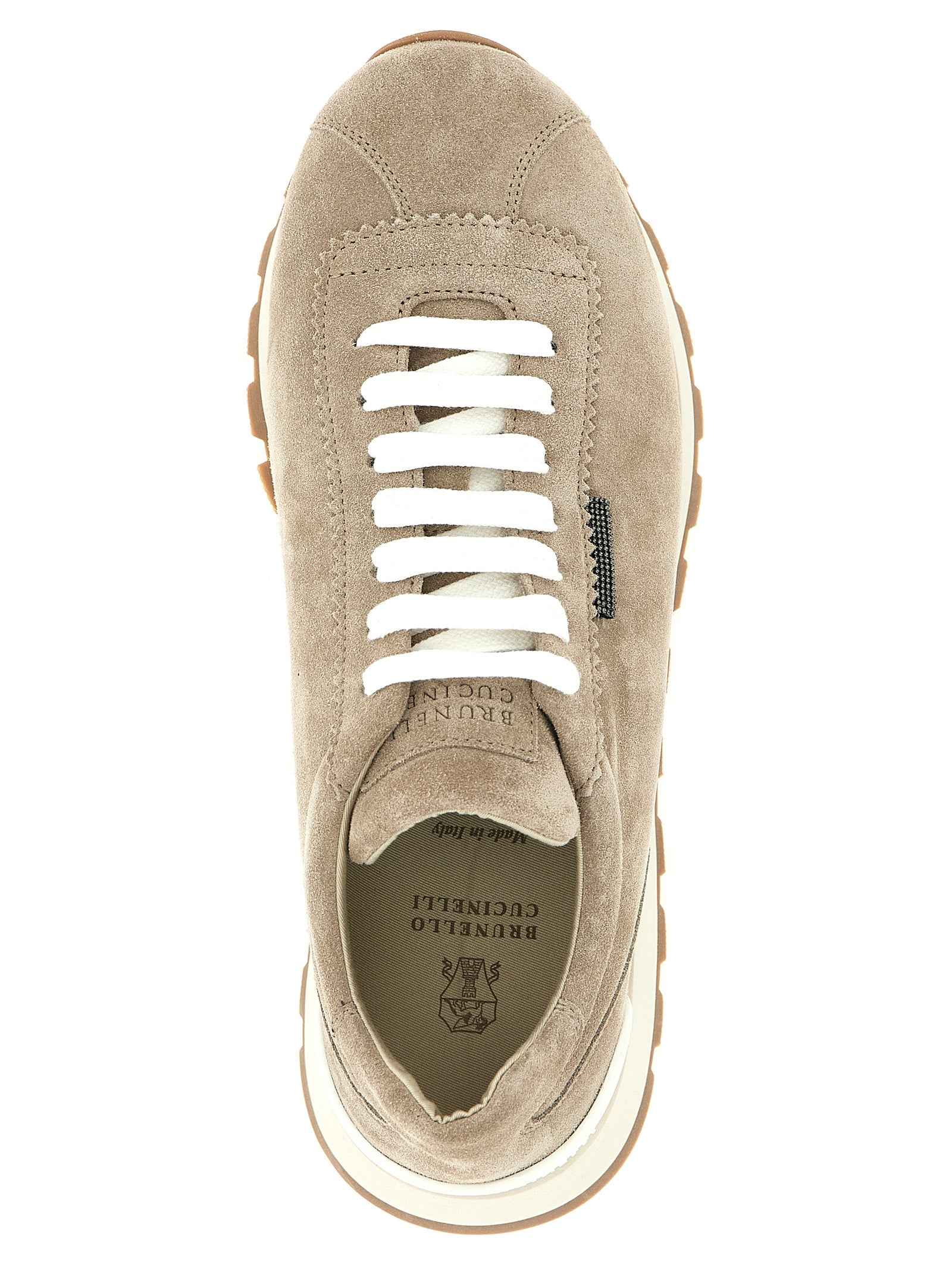 Brunello Cucinelli Beige Calfskin Athletic Sneakers