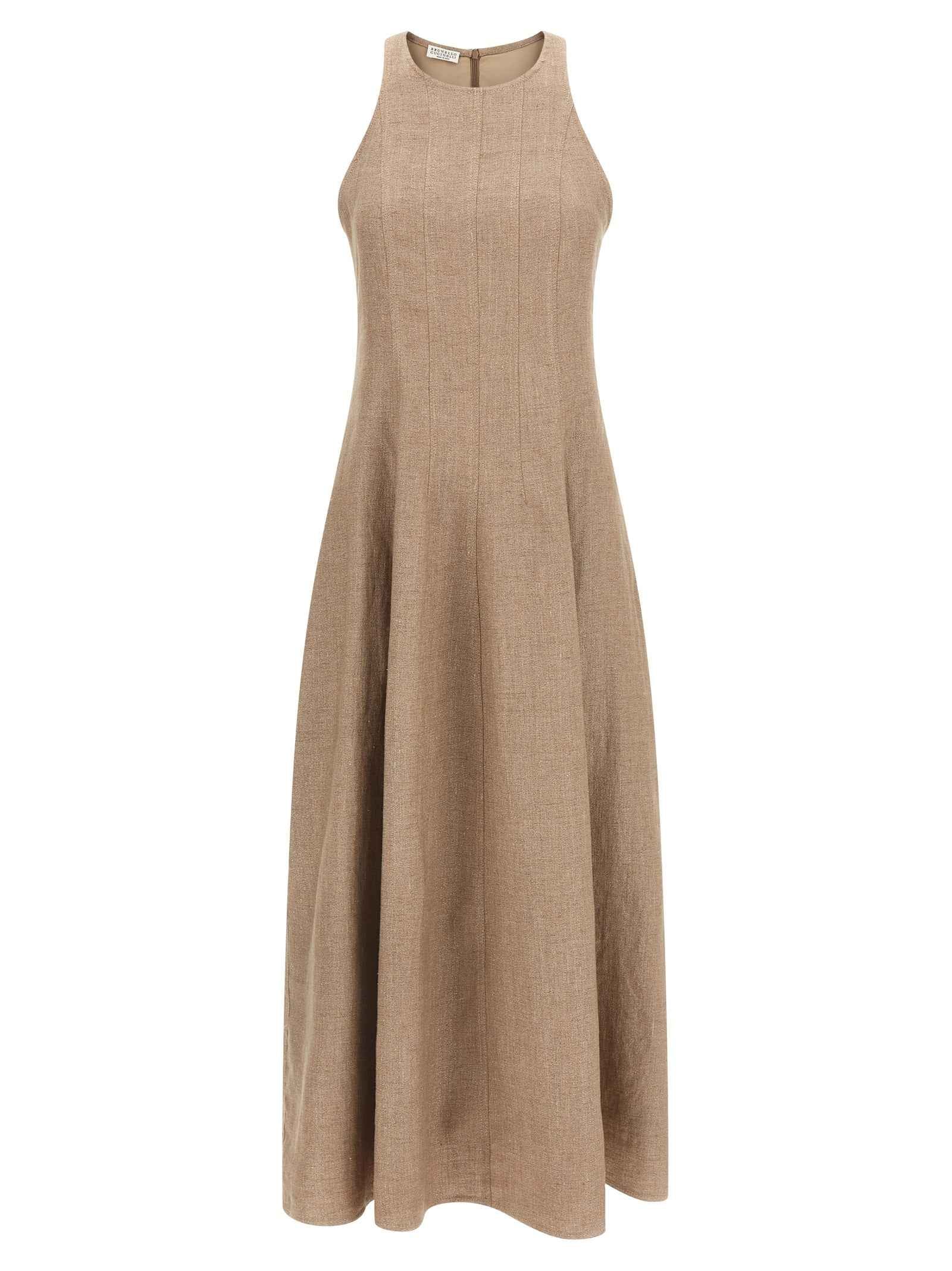Brunello Cucinelli Beige Linen Long Dress