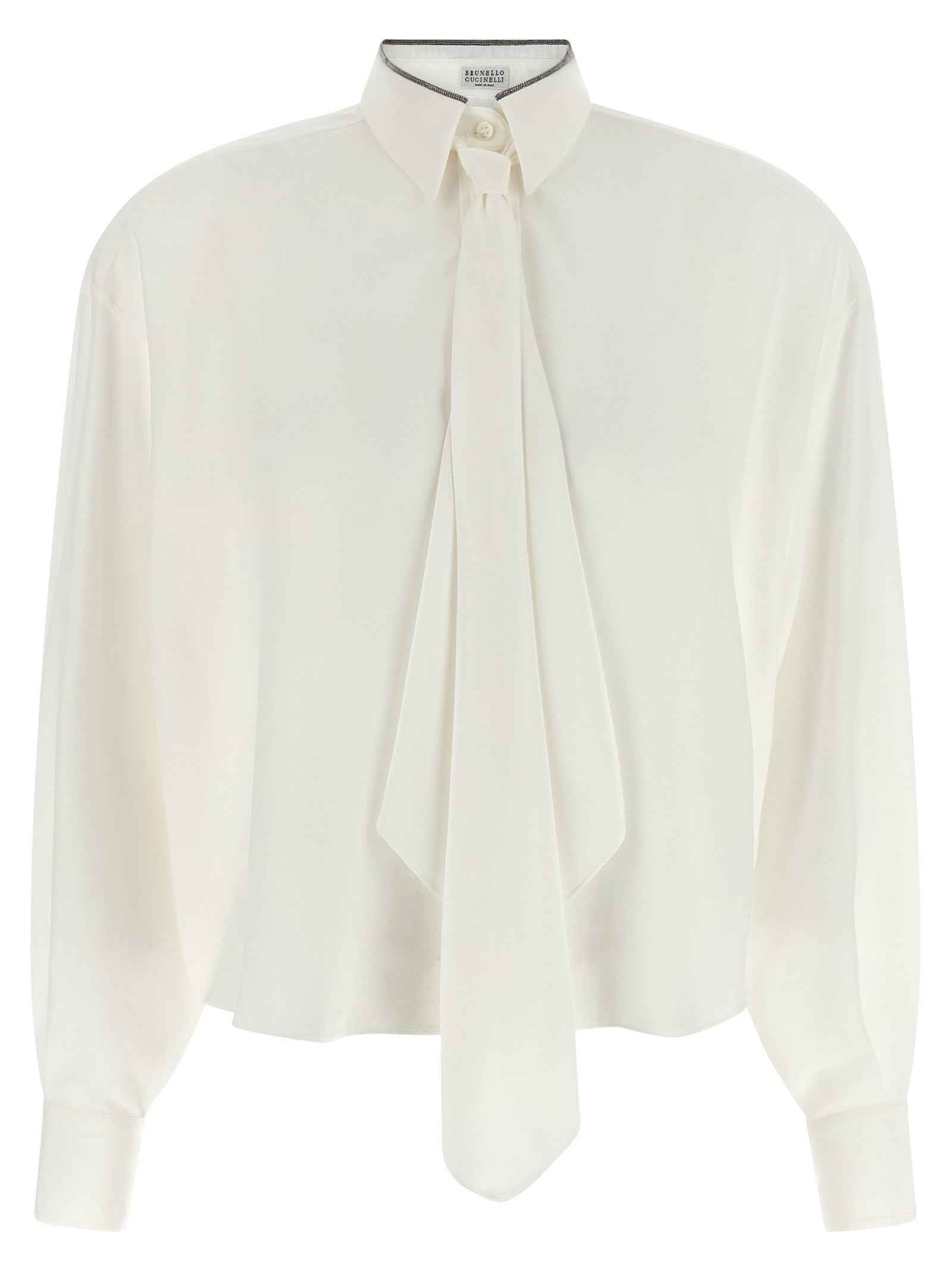 Brunello Cucinelli White Silk Blouse