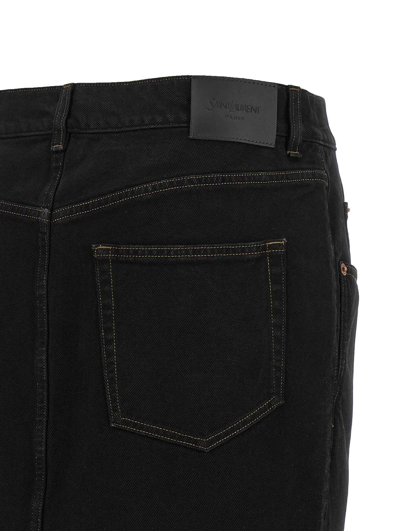 Saint Laurent Black Cotton Midi Skirt