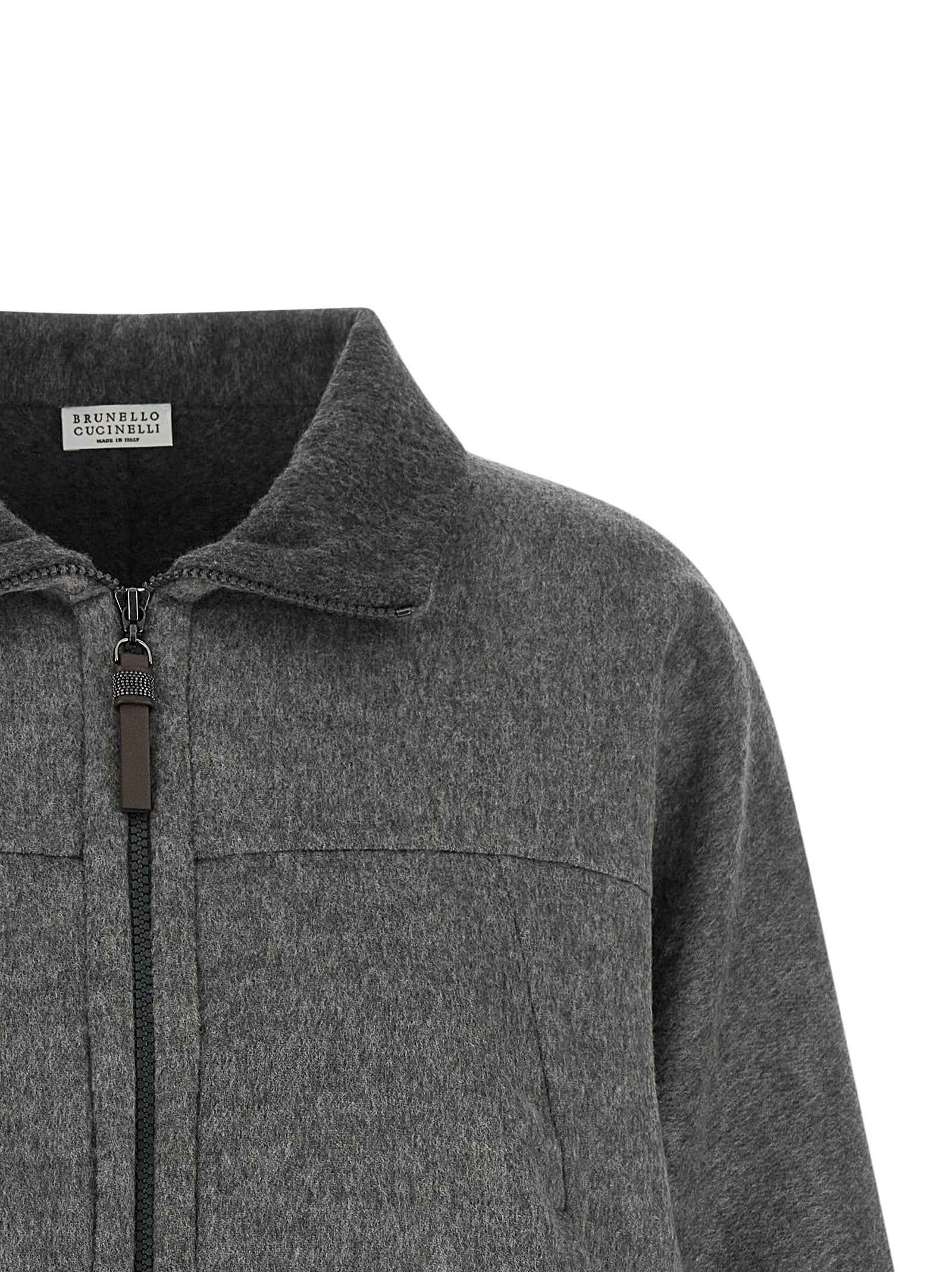 Brunello Cucinelli Gray Virgin Wool Full-Length Jacket