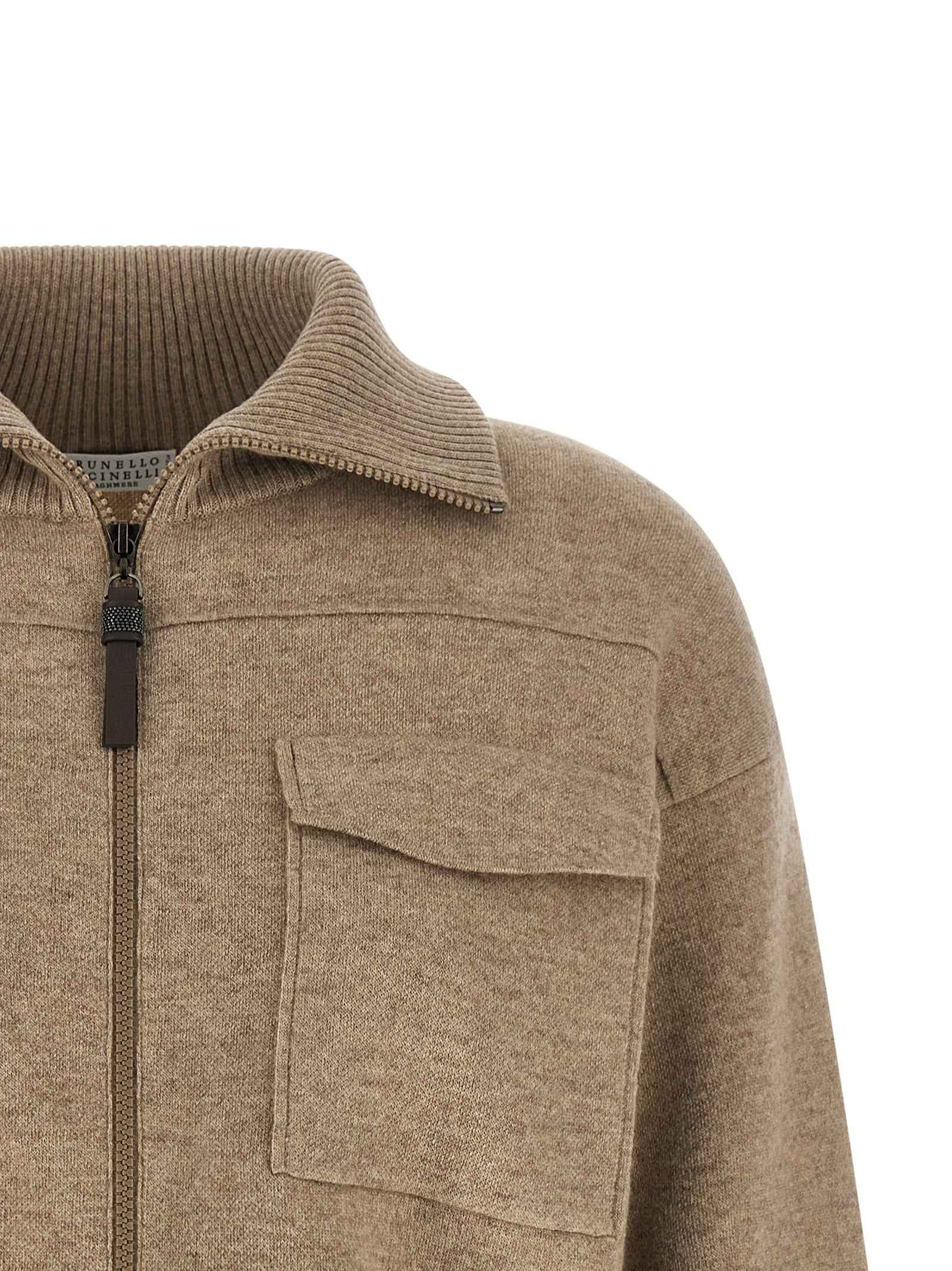 Brunello Cucinelli Beige Cashmere Cardigan