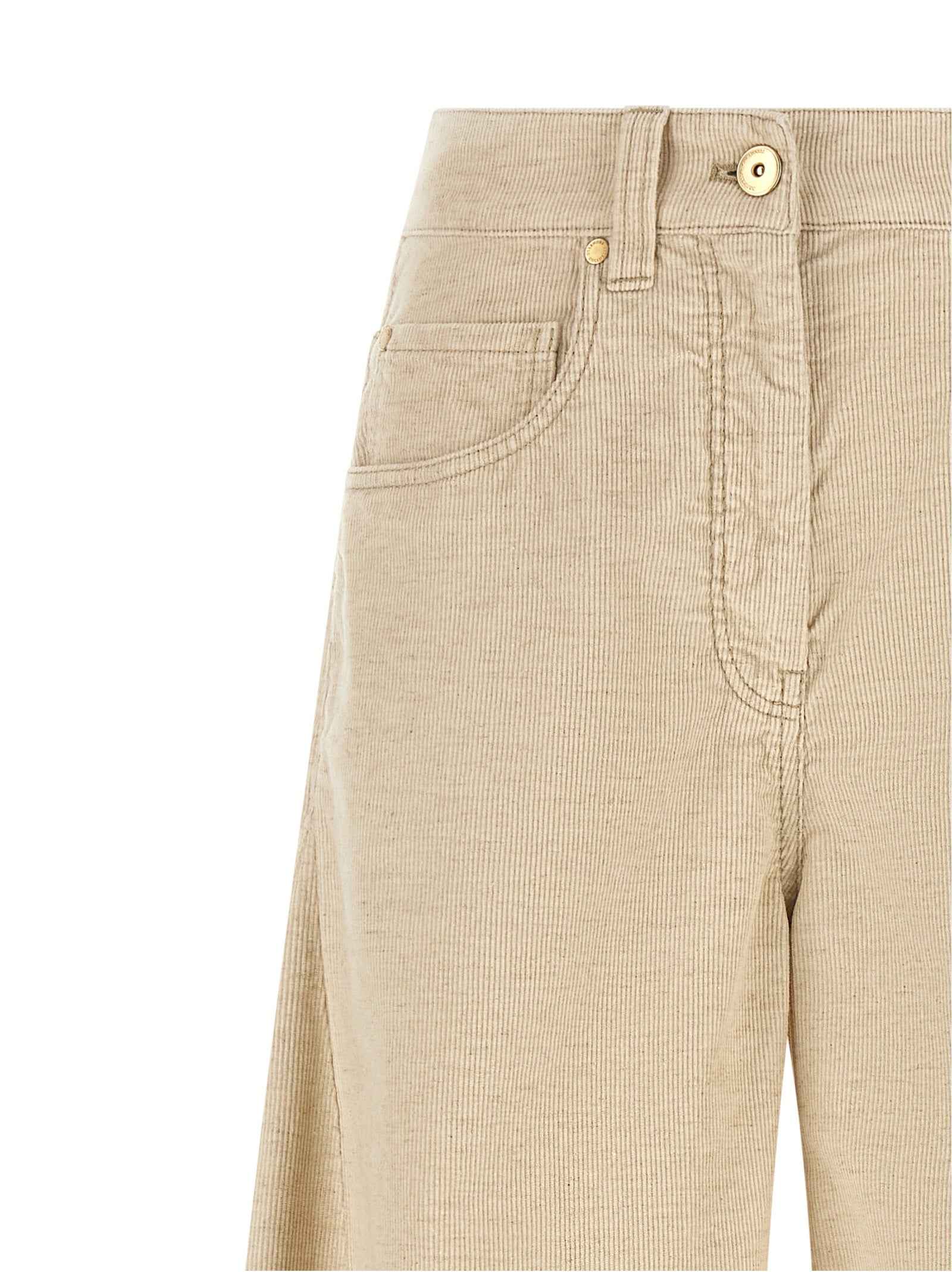 Brunello Cucinelli Beige Cotton Casual Pants