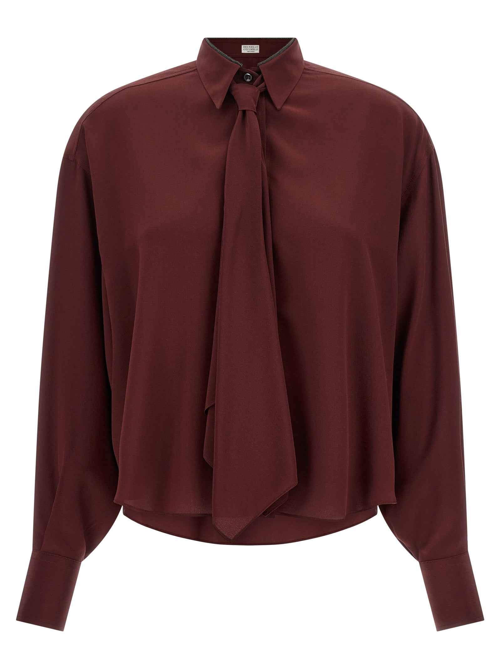 Brunello Cucinelli Bordeaux Silk Blouse