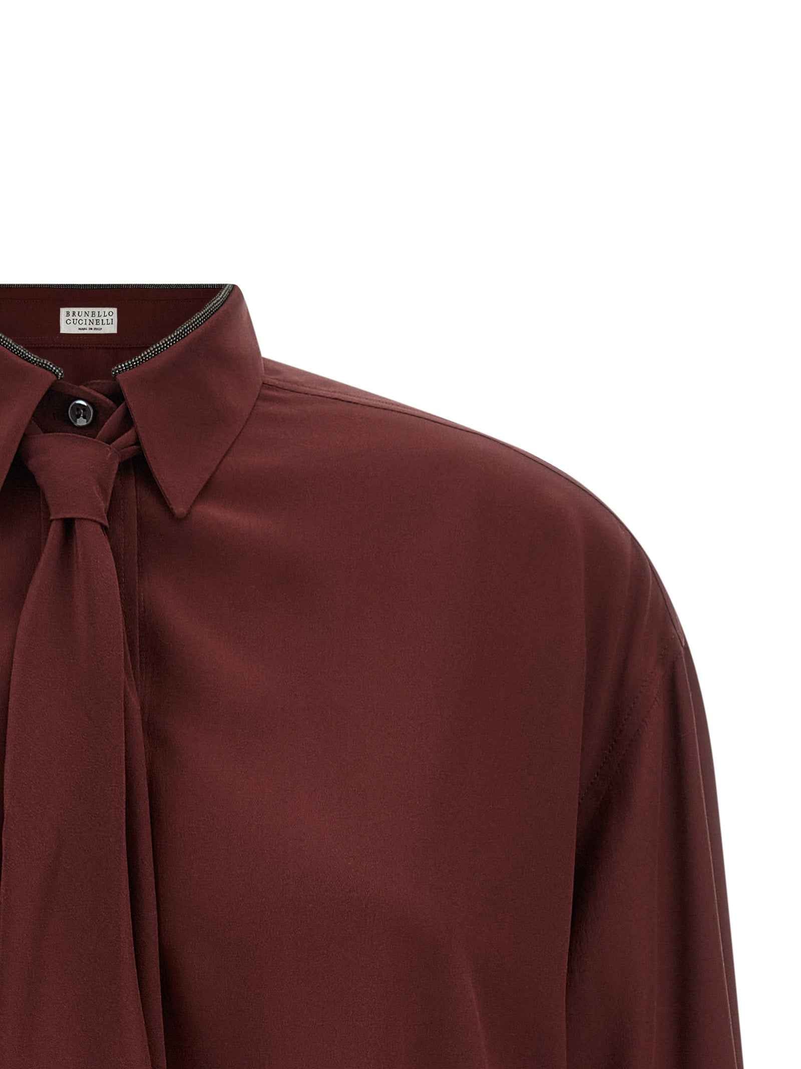 Brunello Cucinelli Bordeaux Silk Blouse
