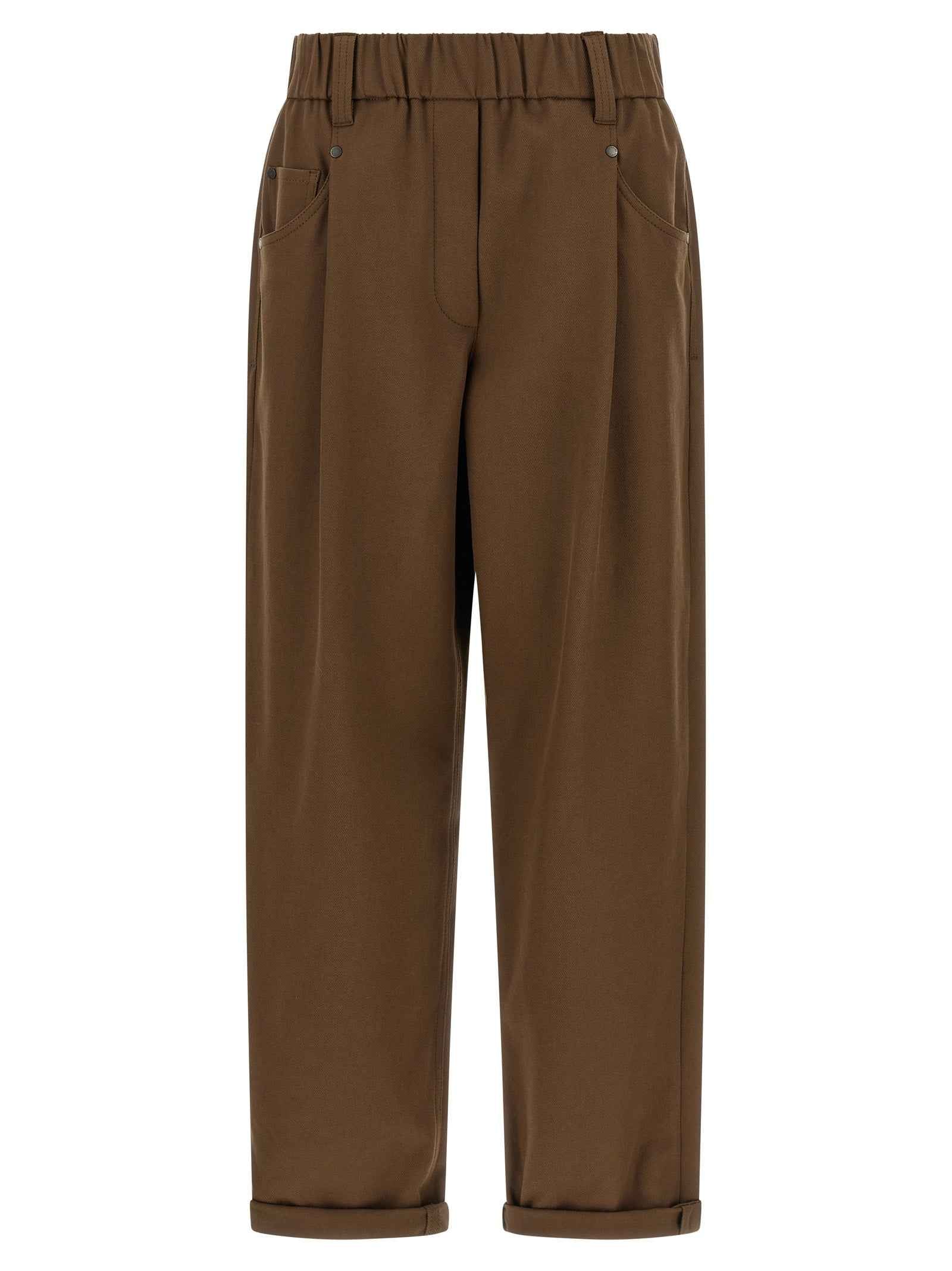 Brunello Cucinelli Brown Cotton Casual Pants