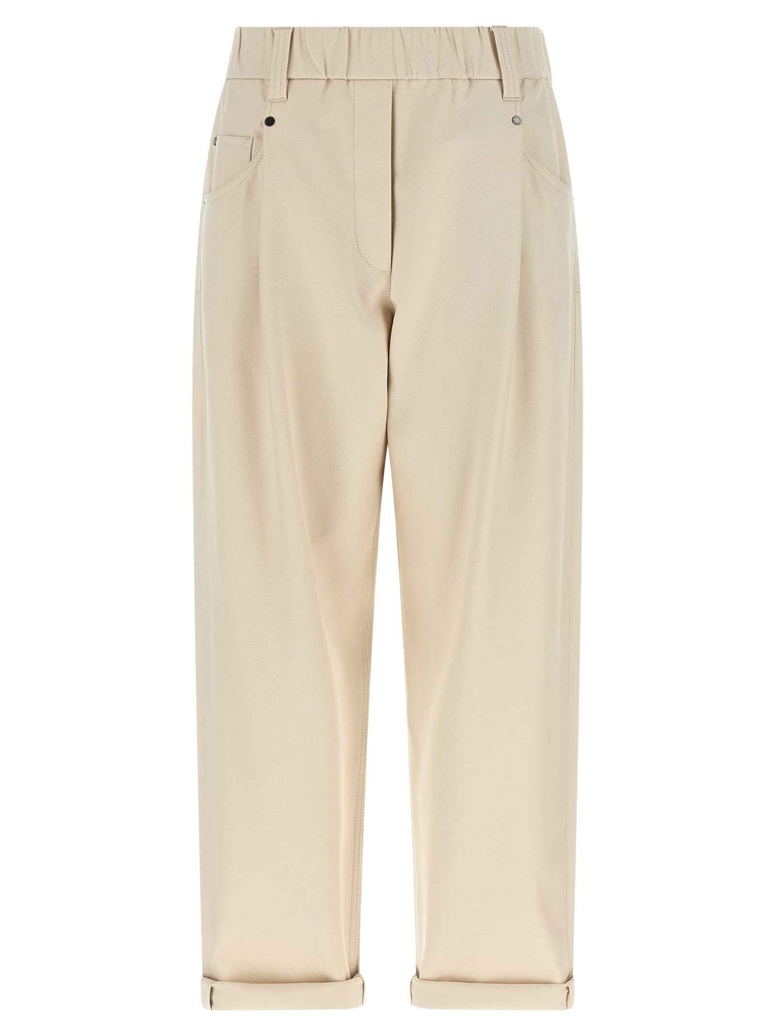 Brunello Cucinelli Beige Cotton Casual Pants
