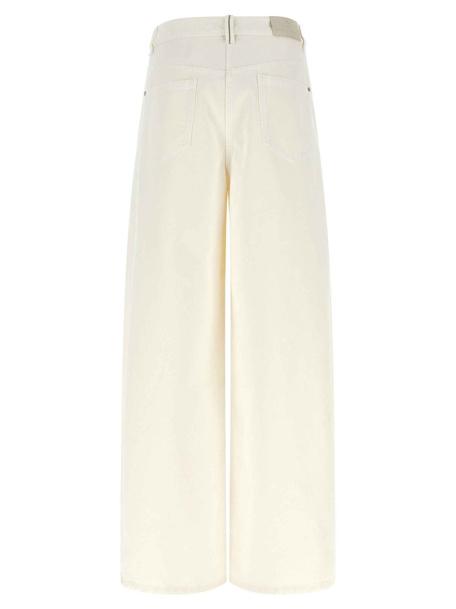 Brunello Cucinelli White Cotton Relaxed Fit Jeans