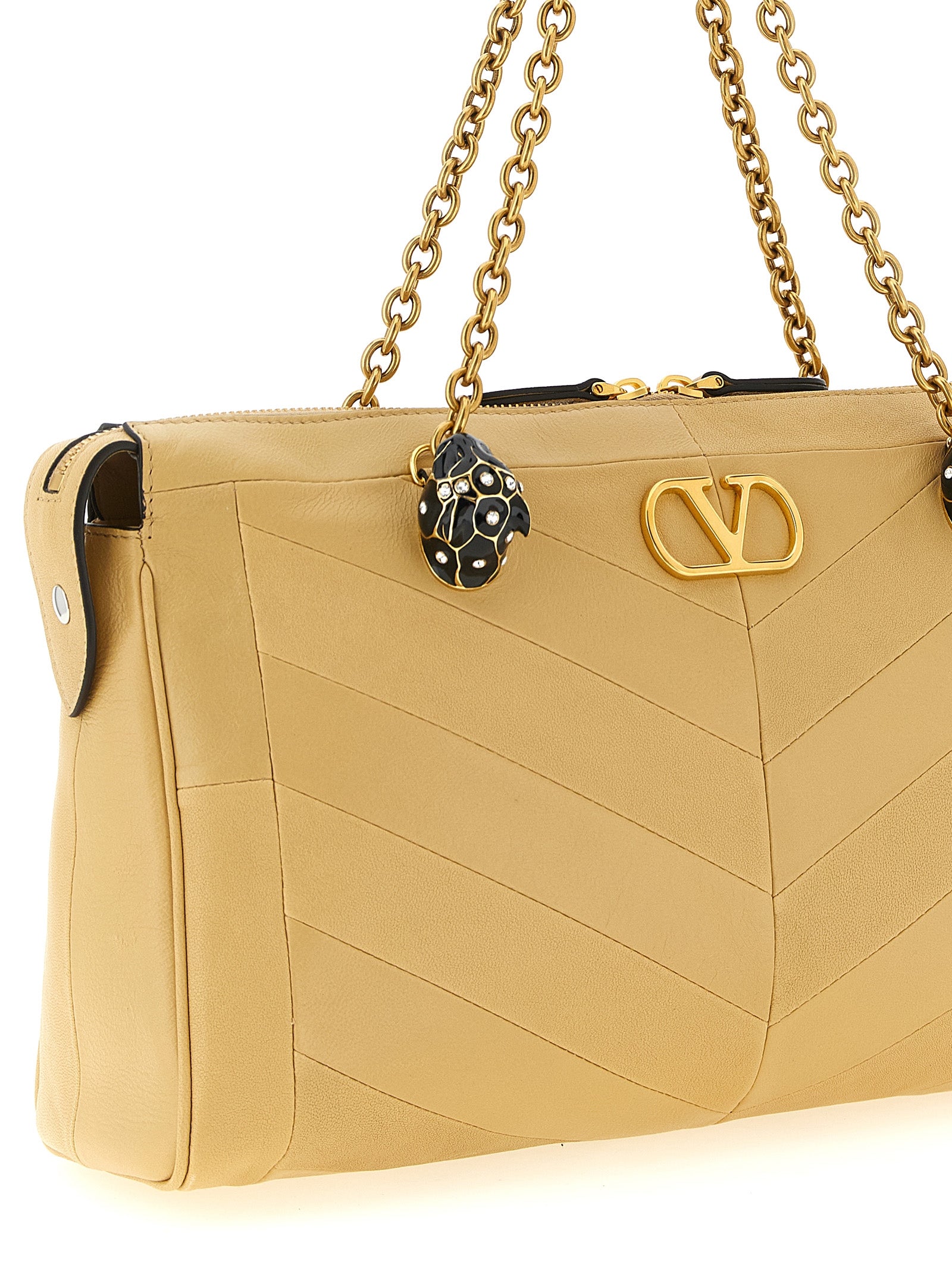 Valentino Garavani Beige Lamb Leather Shoulder Bag