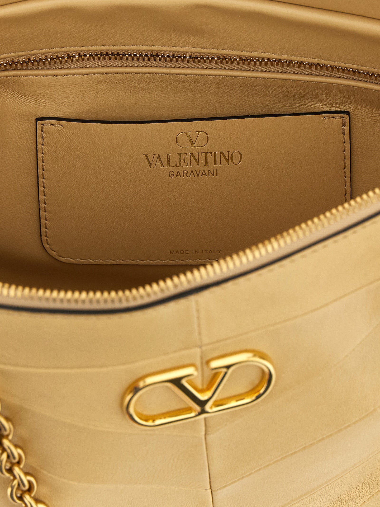 Valentino Garavani Beige Lamb Leather Shoulder Bag