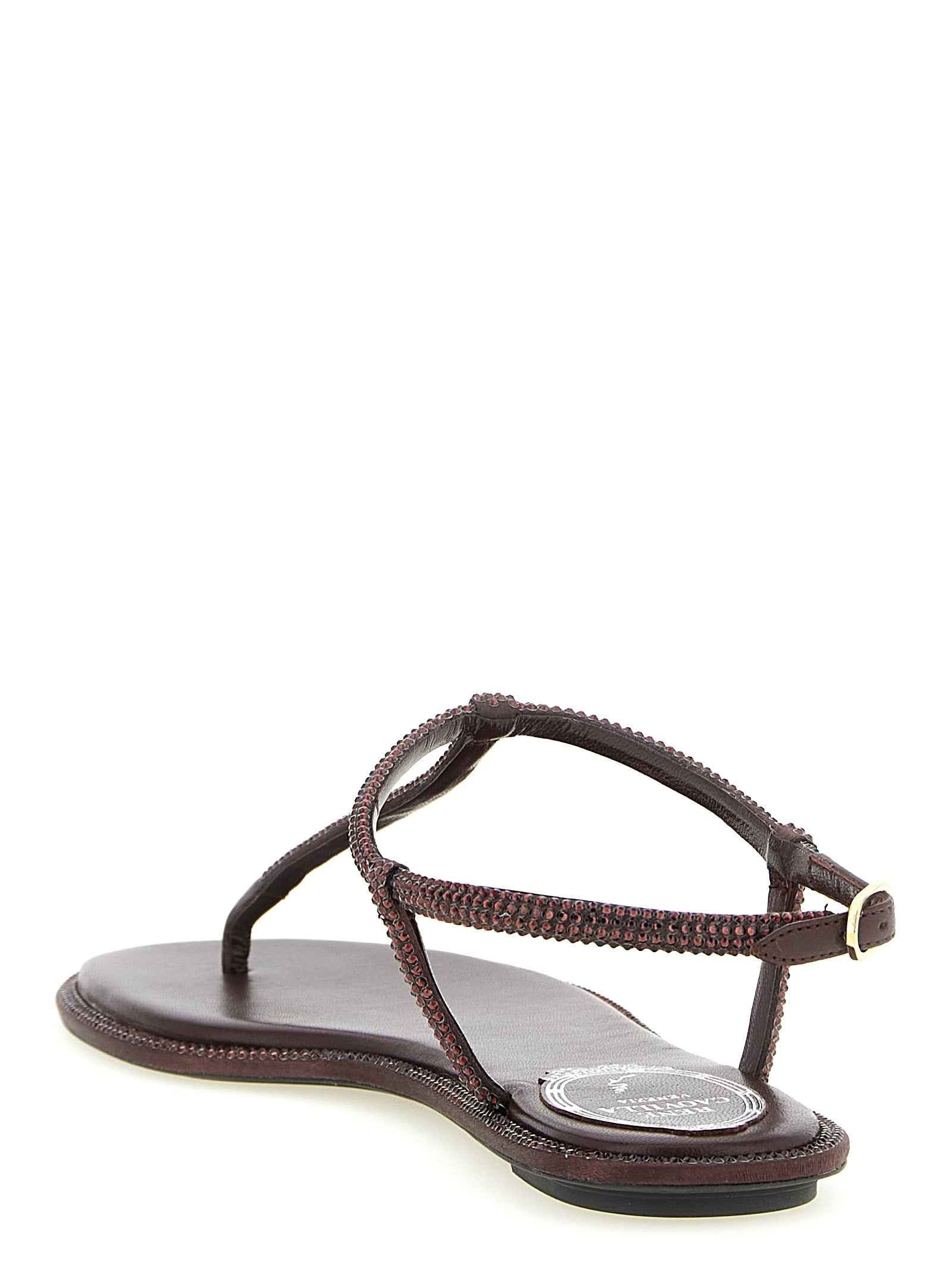 RENE CAOVILLA Brown Viscose Flat Sandals