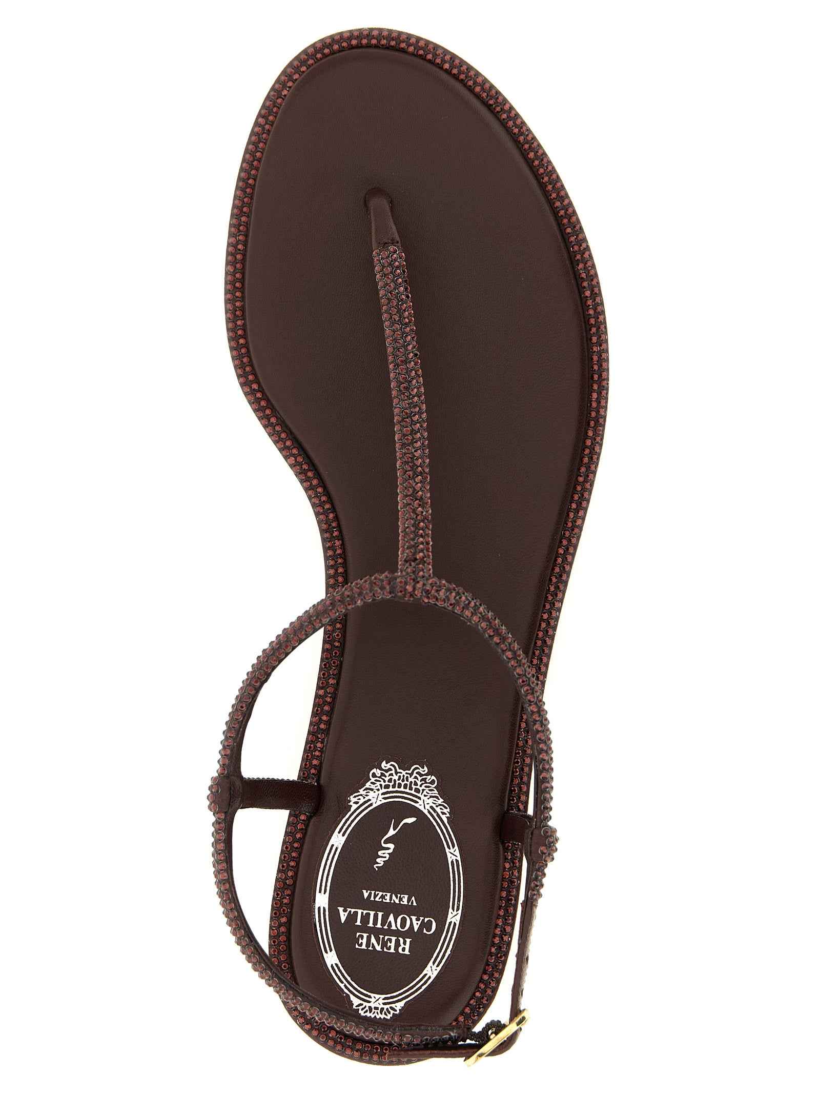 RENE CAOVILLA Brown Viscose Flat Sandals