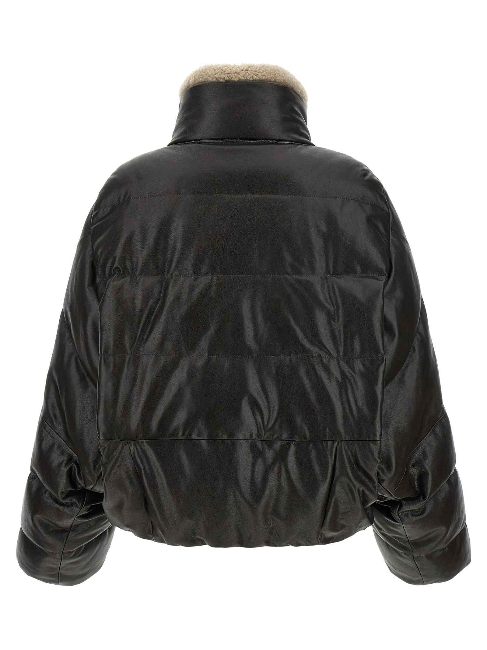 Brunello Cucinelli Brown Lamb Leather Leather Jacket