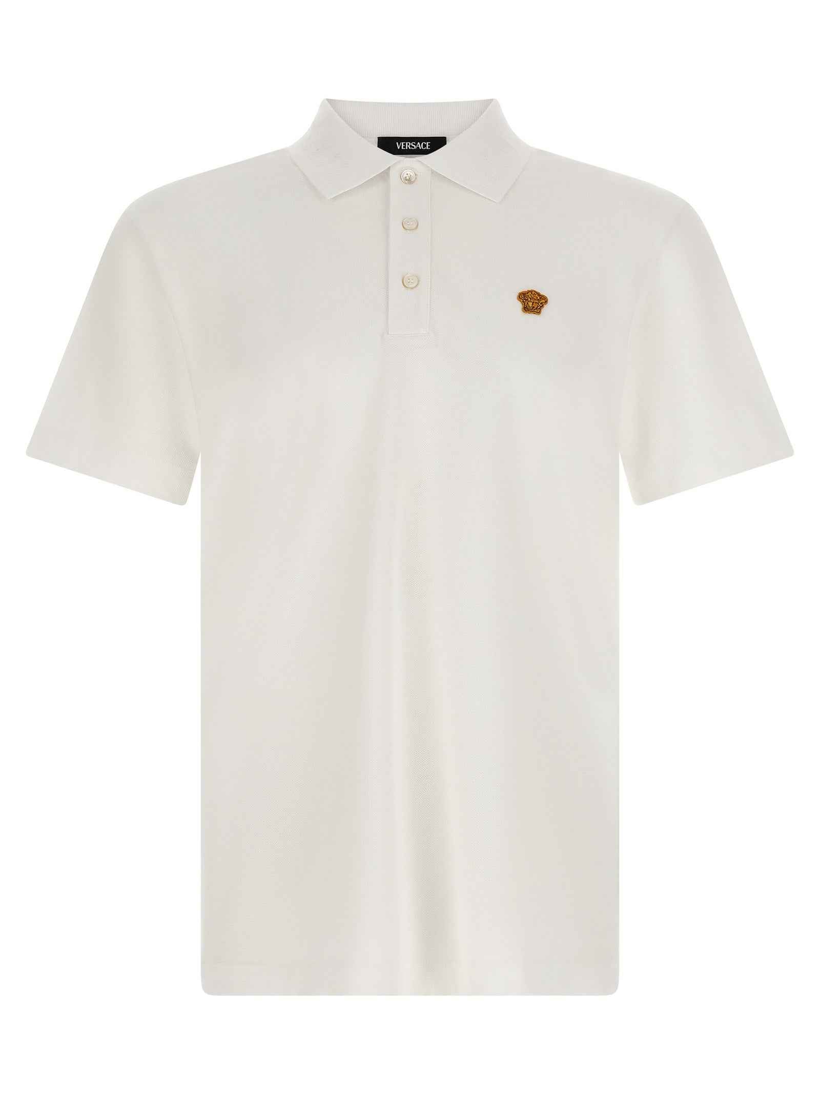 Versace White Cotton Polo Shirt