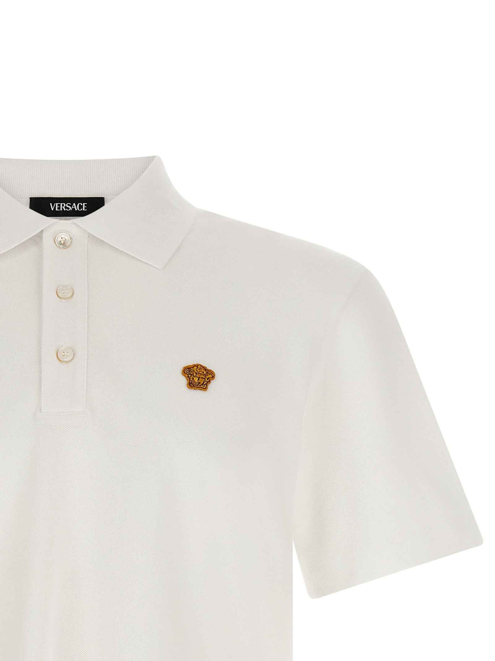 Versace White Cotton Polo Shirt