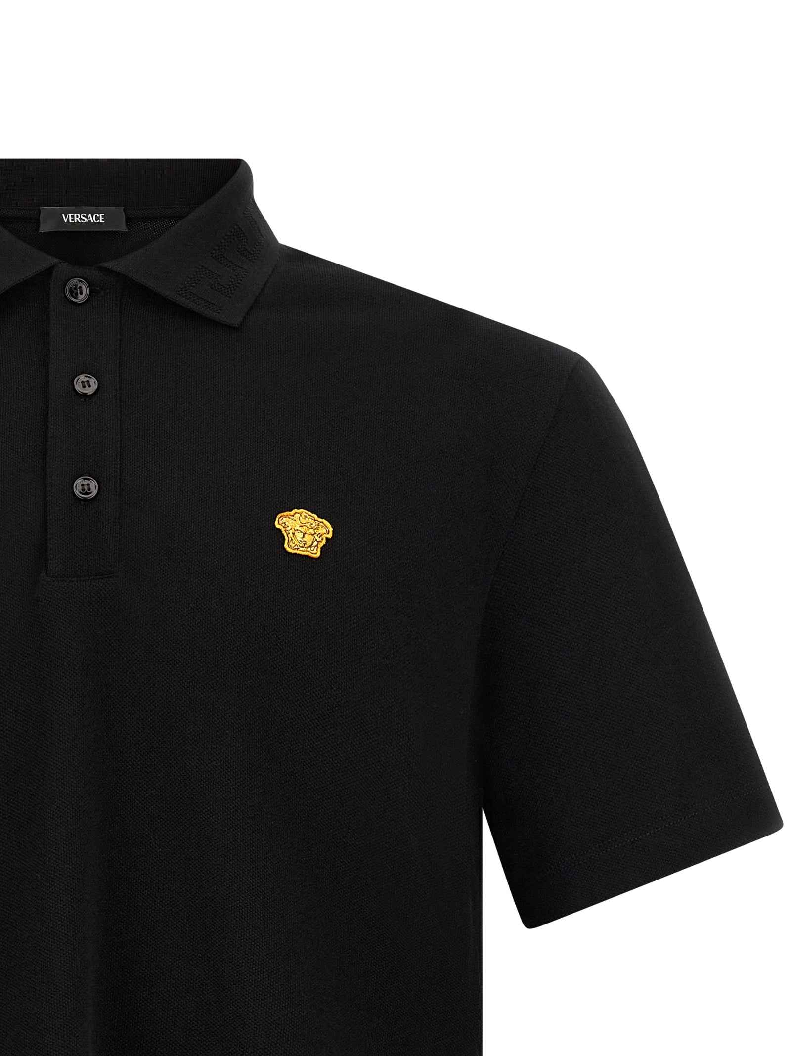Versace Black Cotton Polo Shirt
