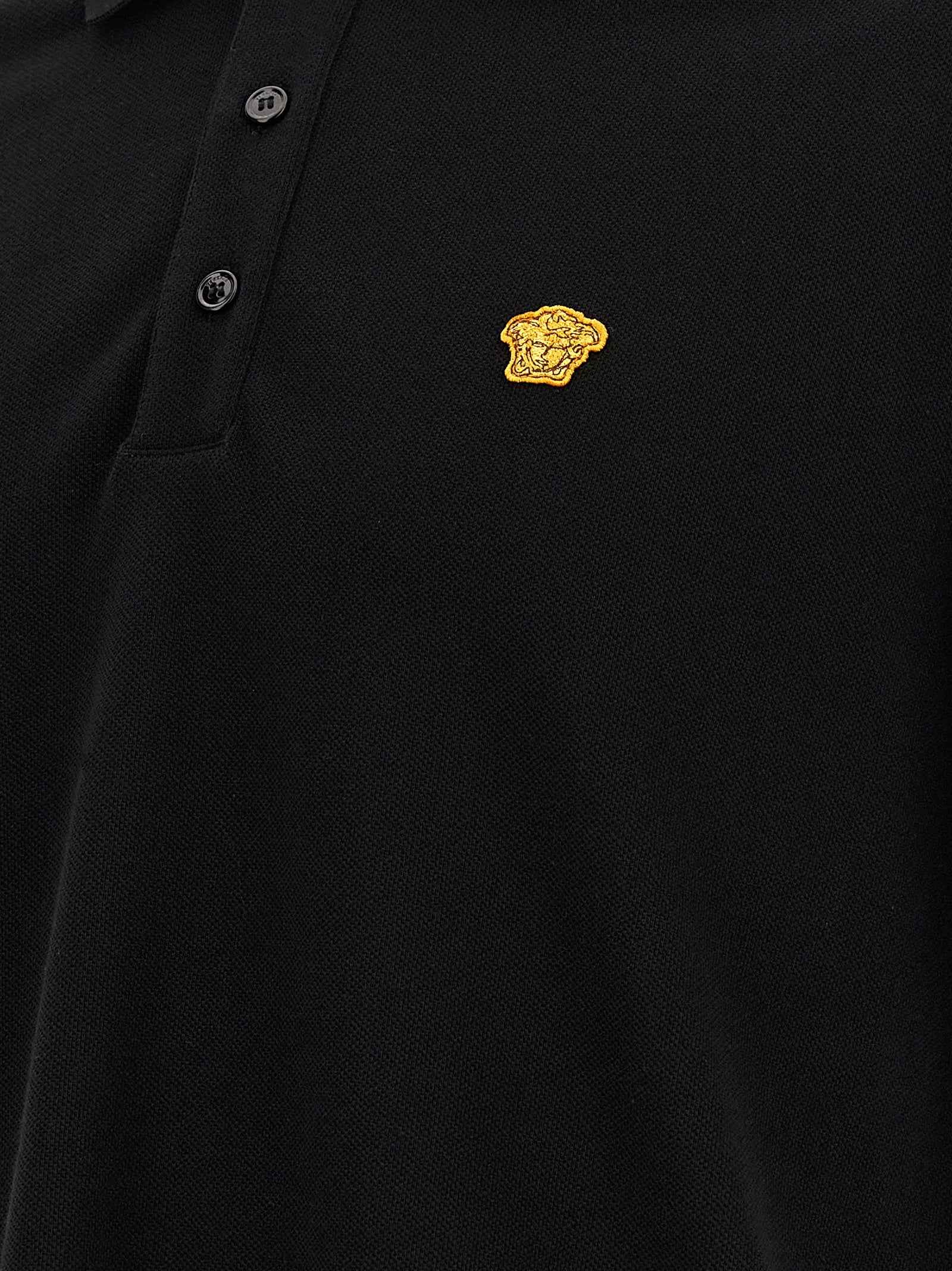 Versace Black Cotton Polo Shirt