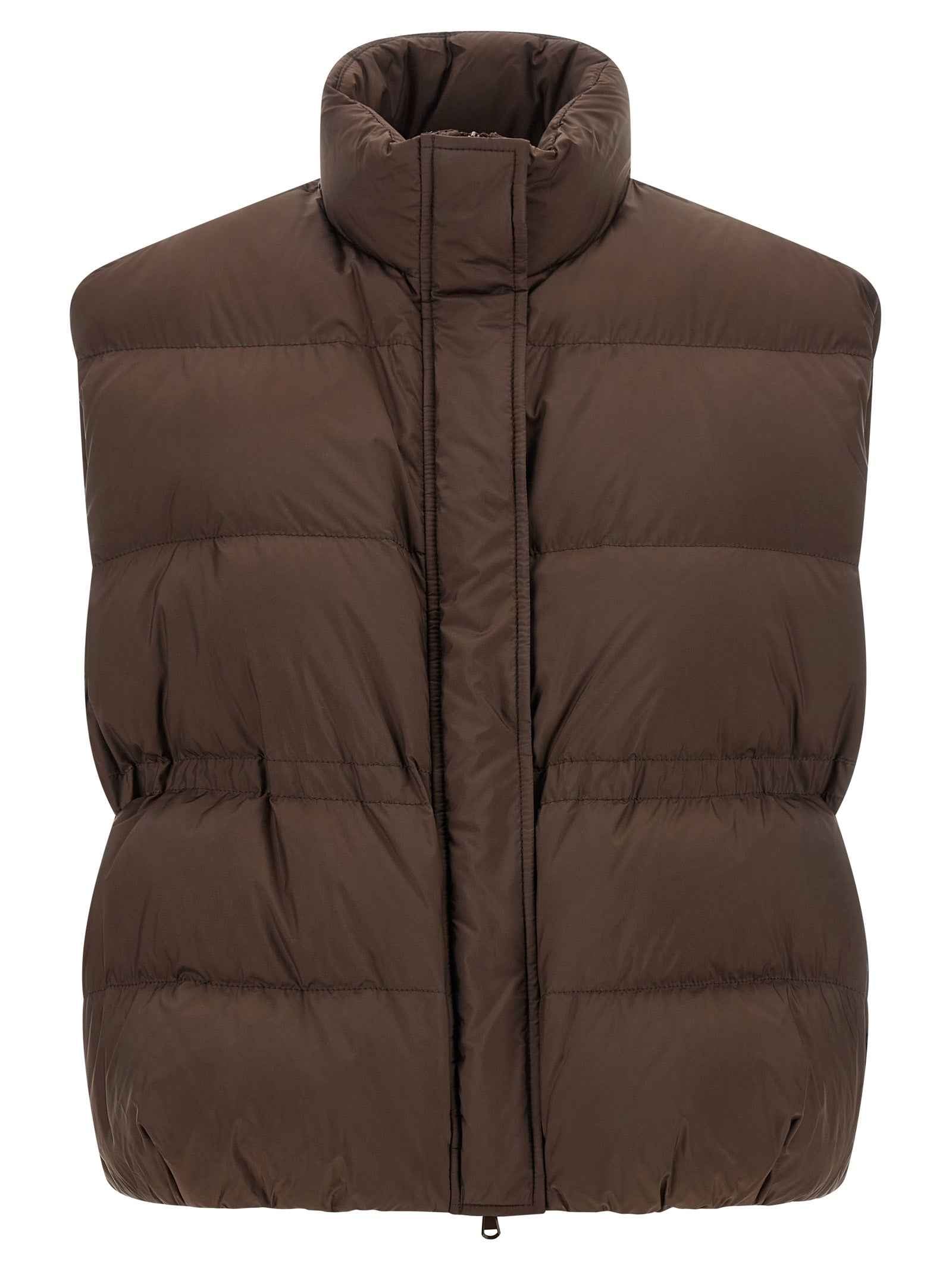 Brunello Cucinelli Brown Polyester Sleeveless Jacket