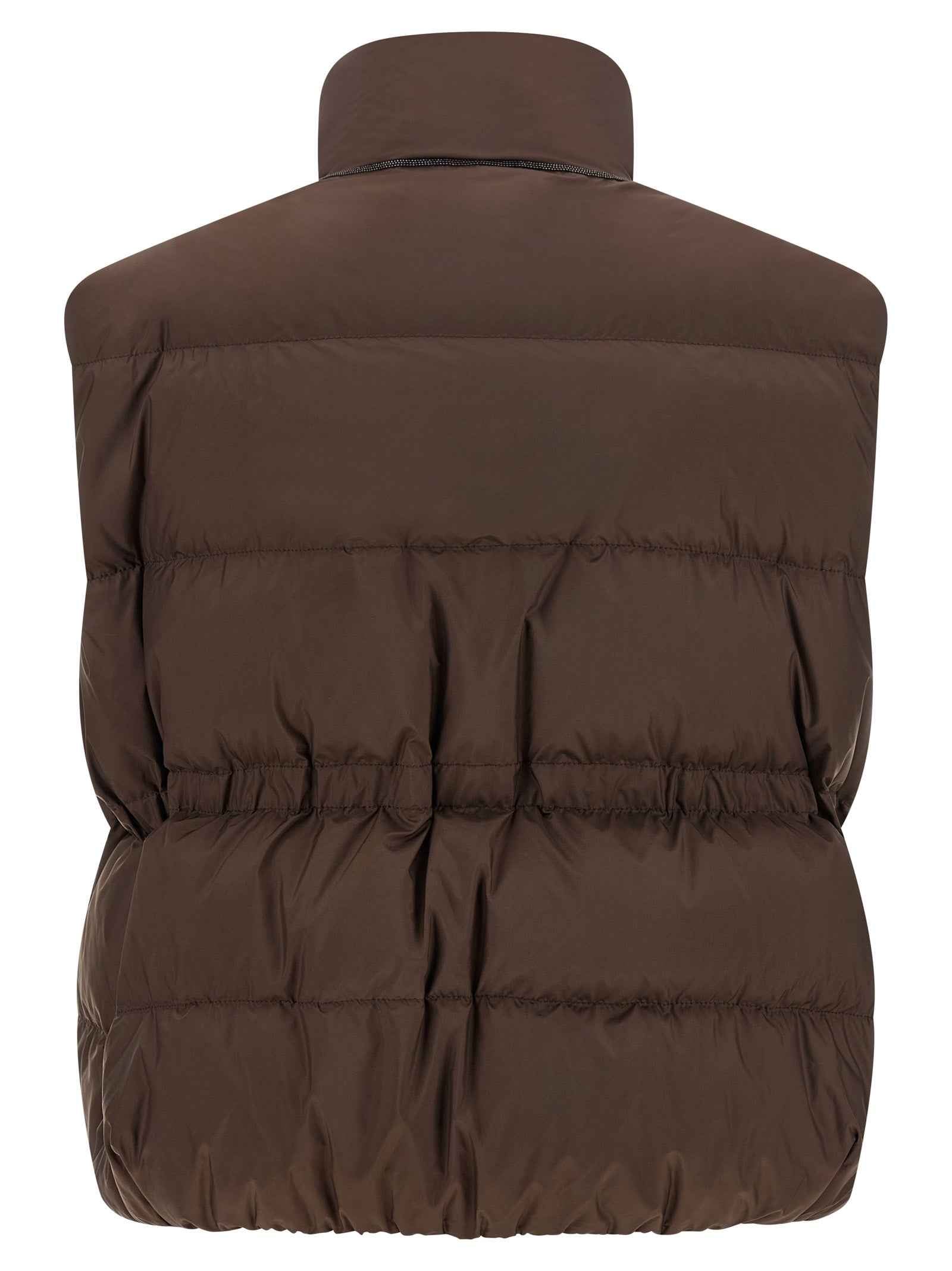 Brunello Cucinelli Brown Polyester Sleeveless Jacket