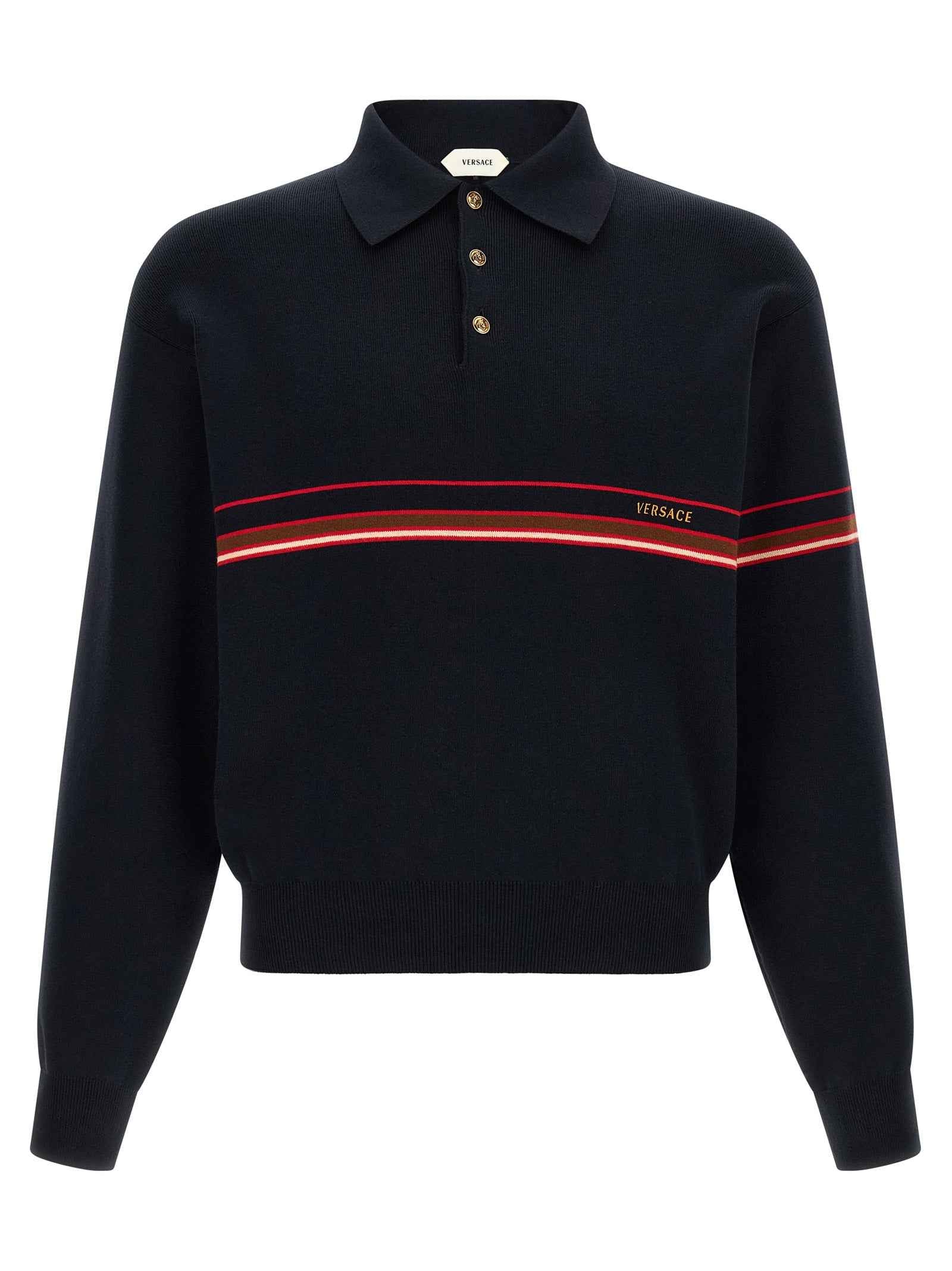 Versace Blue Cotton Polo Shirt