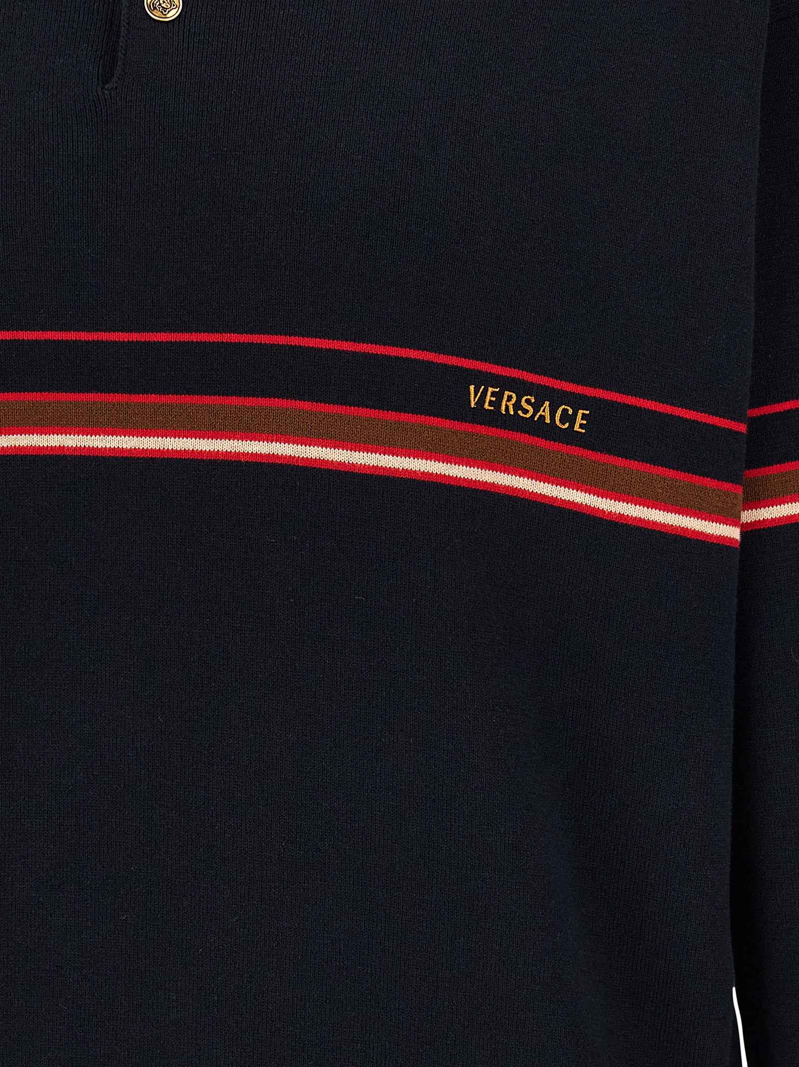 Versace Blue Cotton Polo Shirt