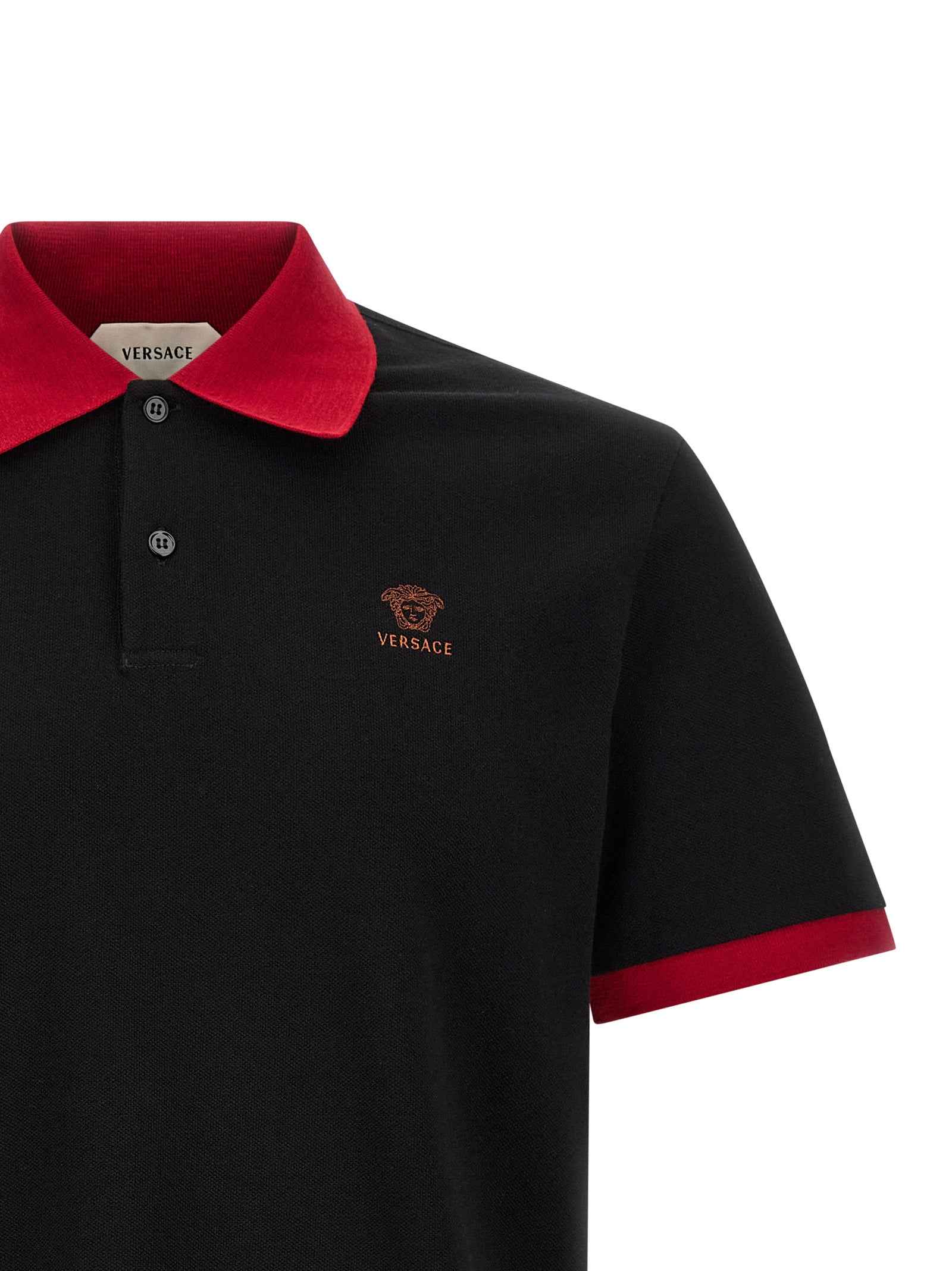 Versace Black Cotton Polo Shirt