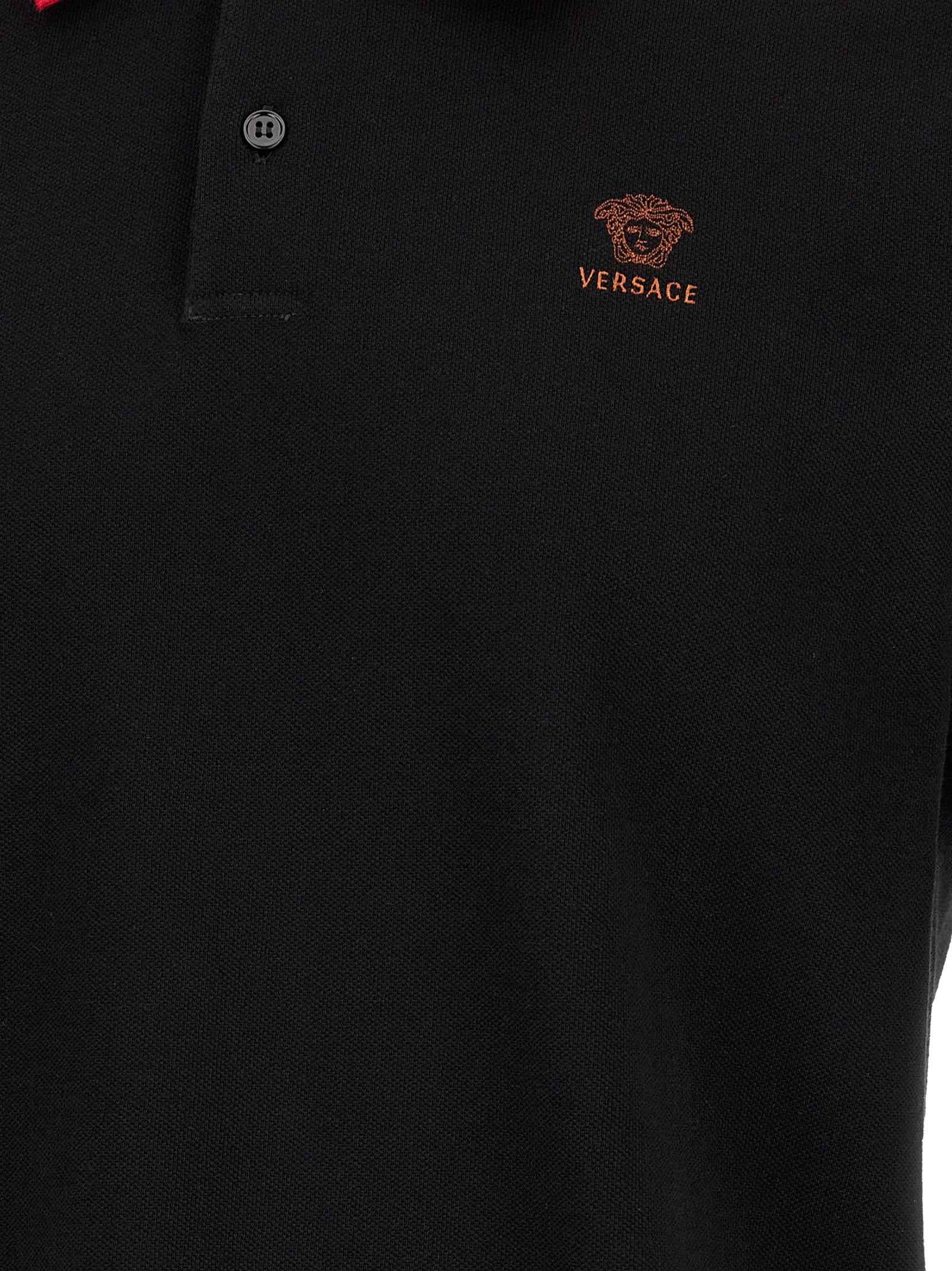 Versace Black Cotton Polo Shirt