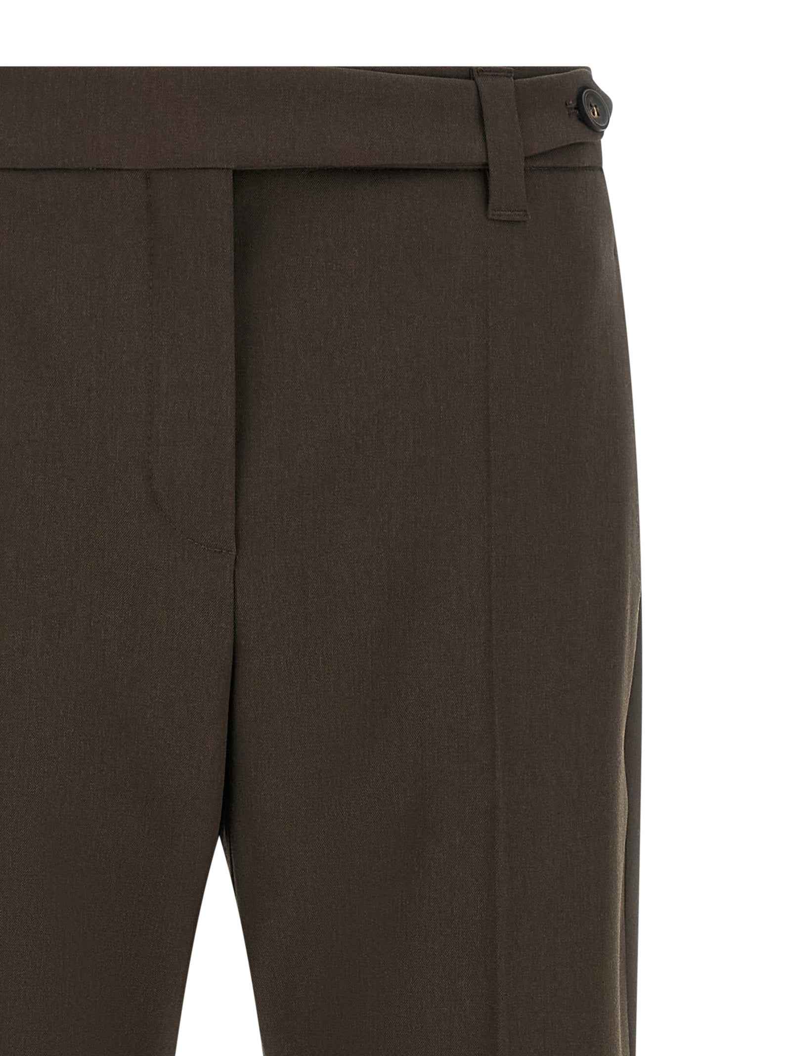 Brunello Cucinelli Brown Virgin Wool Dress Pants