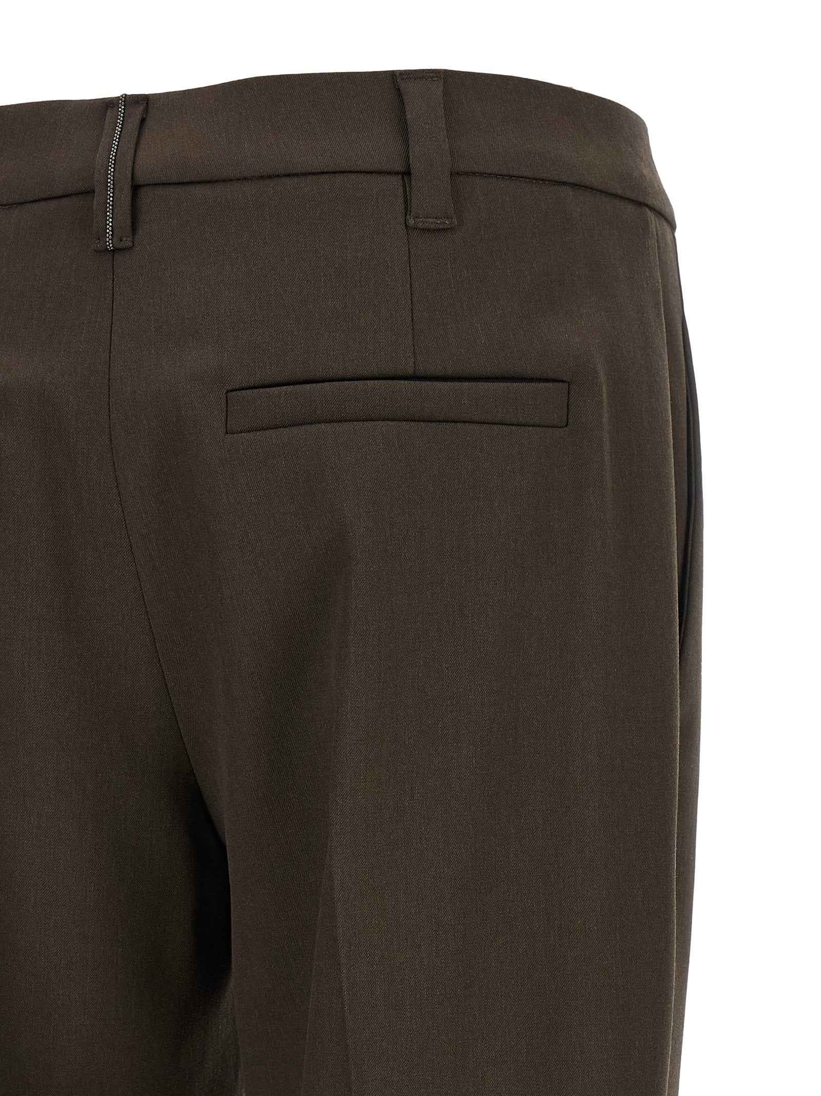 Brunello Cucinelli Brown Virgin Wool Dress Pants