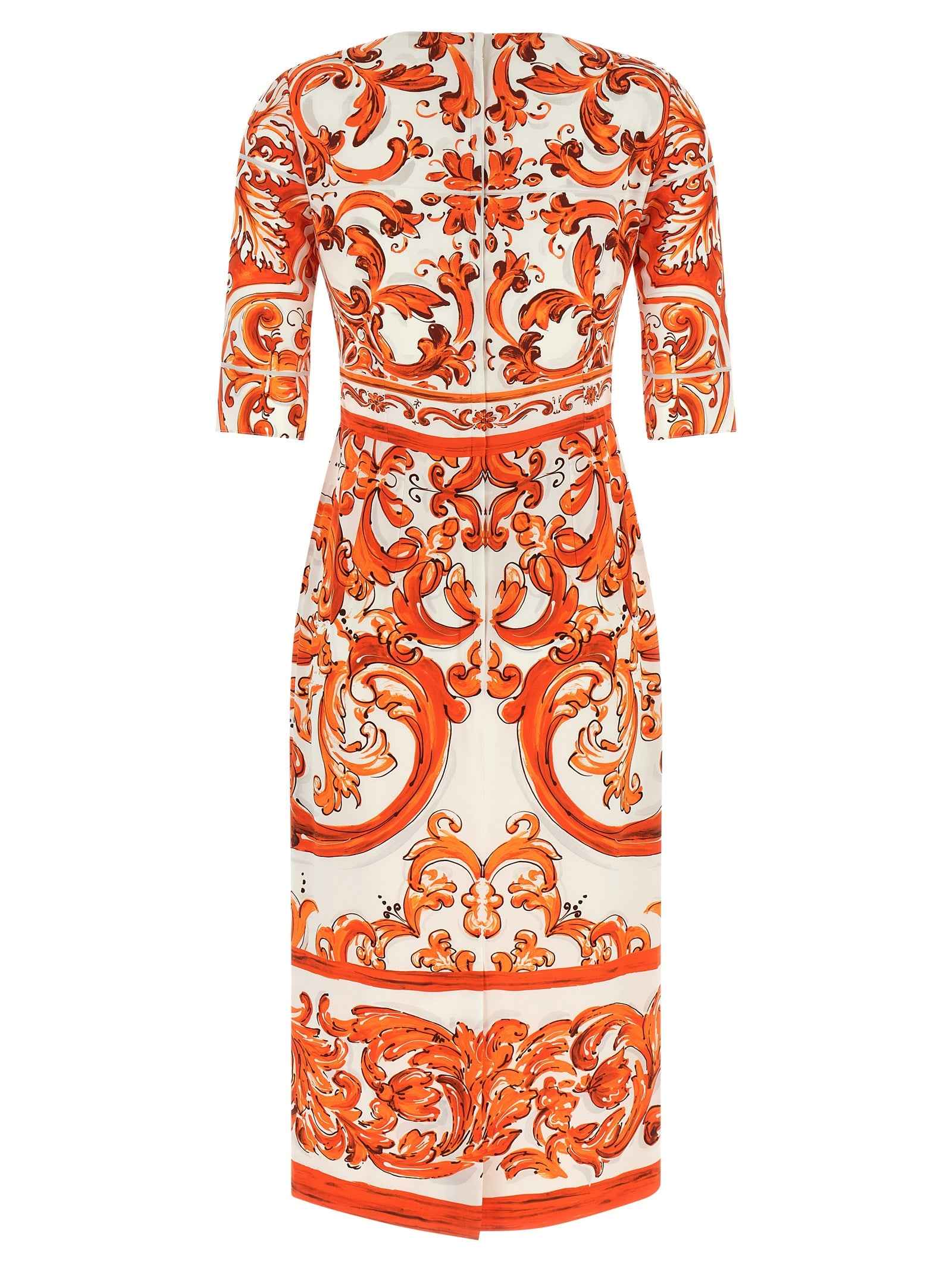 Dolce & Gabbana Orange Silk Midi Dress