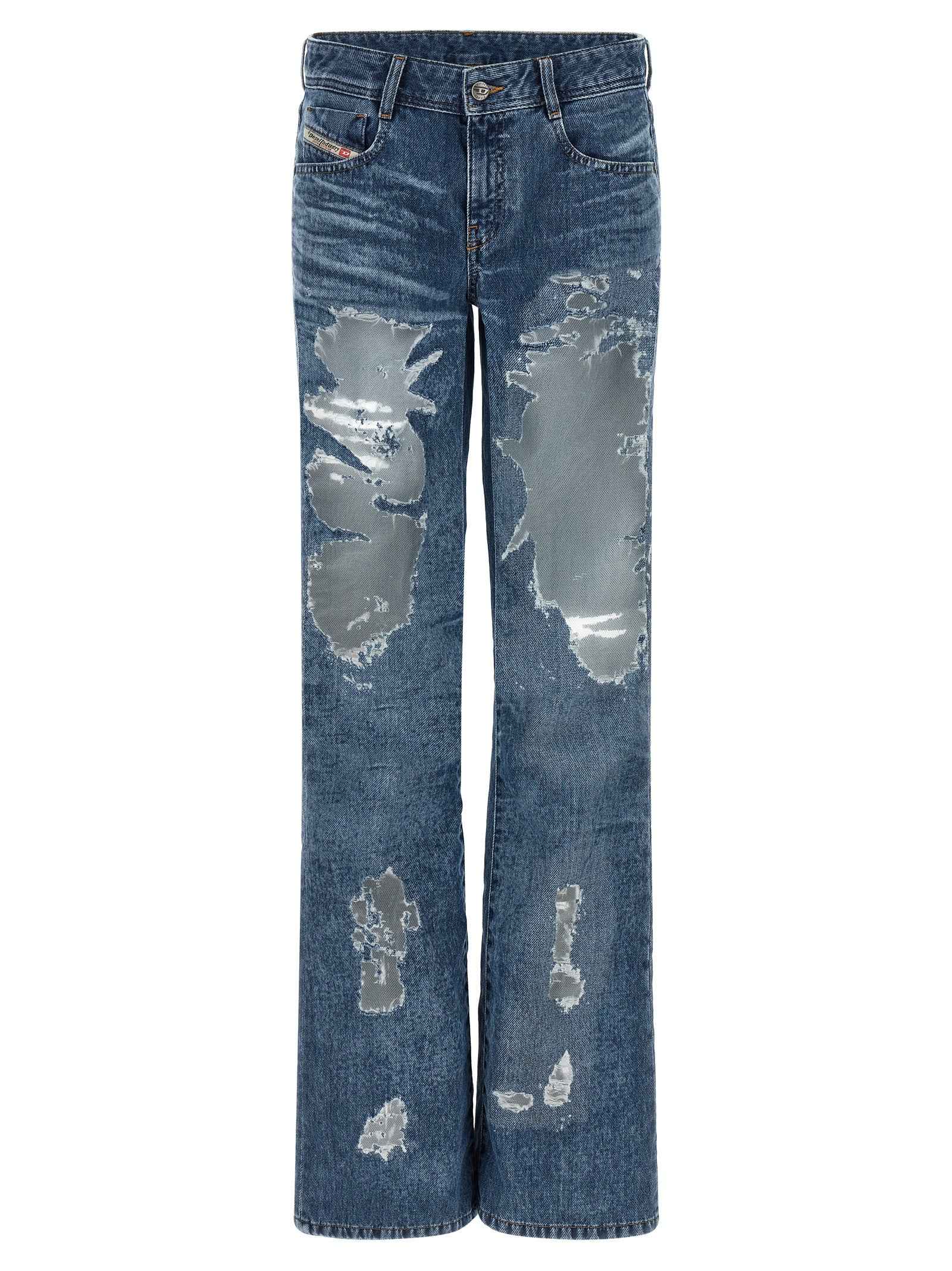 Diesel Blue Cotton Flared Jeans