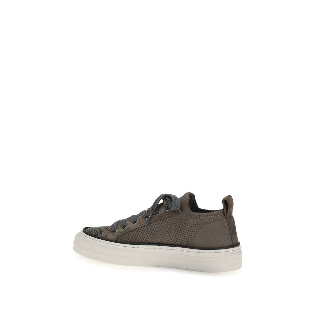 Brunello Cucinelli Brown Cotton Low Top Sneakers