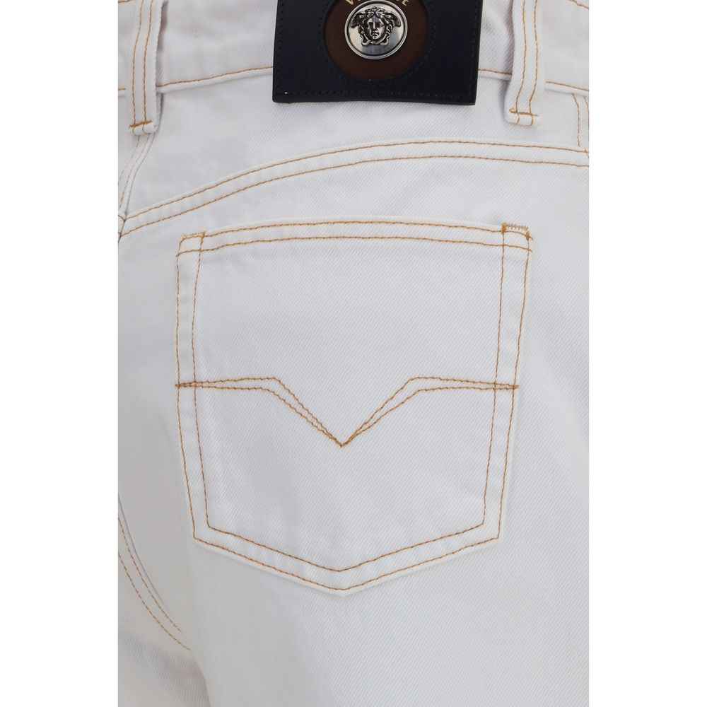 Versace White Cotton High-Waisted Jean