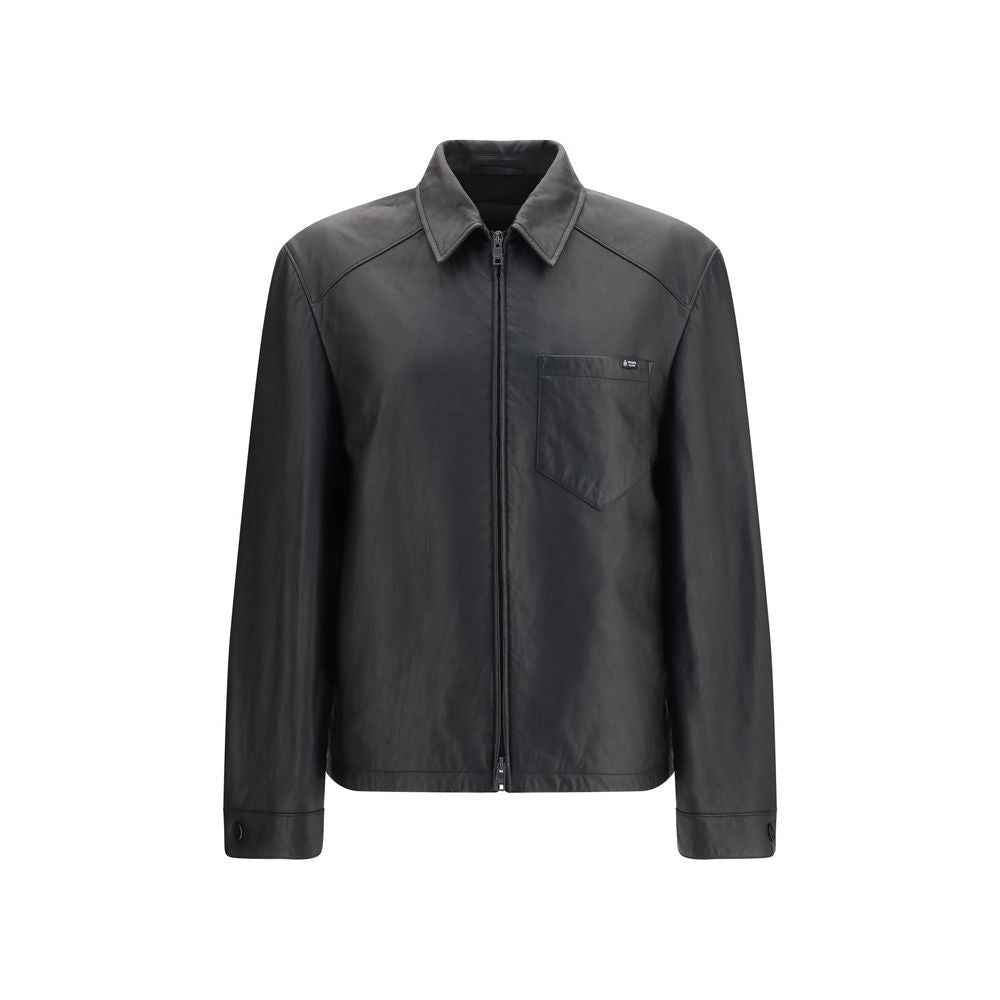 Prada Black Lamb Ovis Aries Aries Leather Jacket