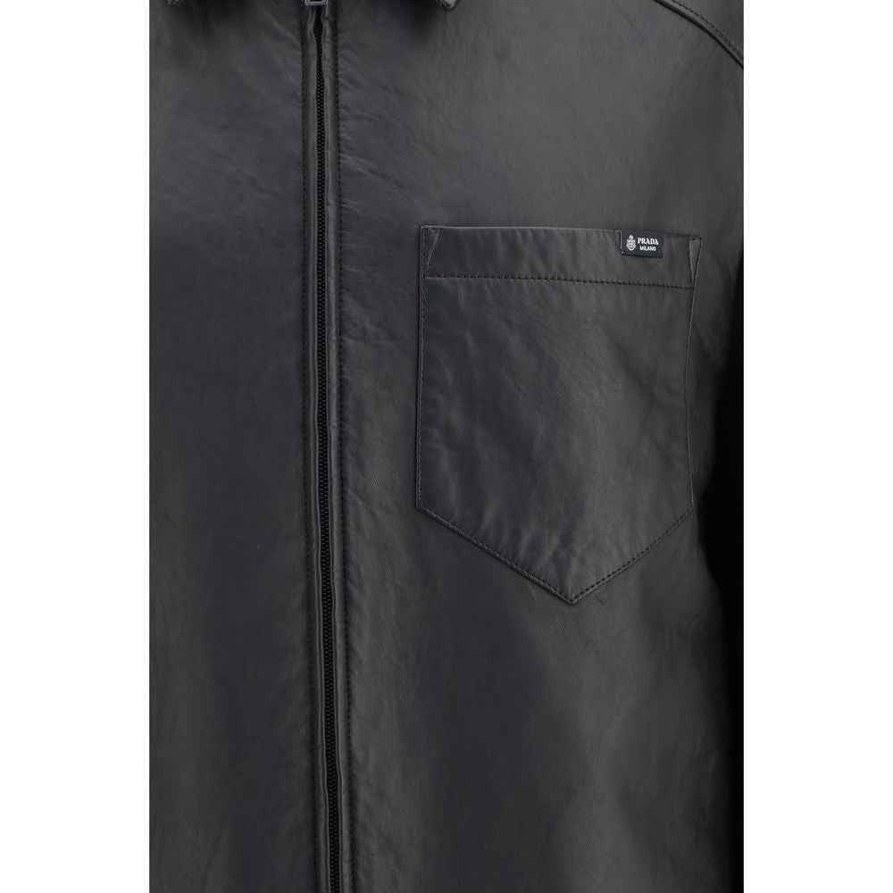 Prada Black Lamb Ovis Aries Aries Leather Jacket