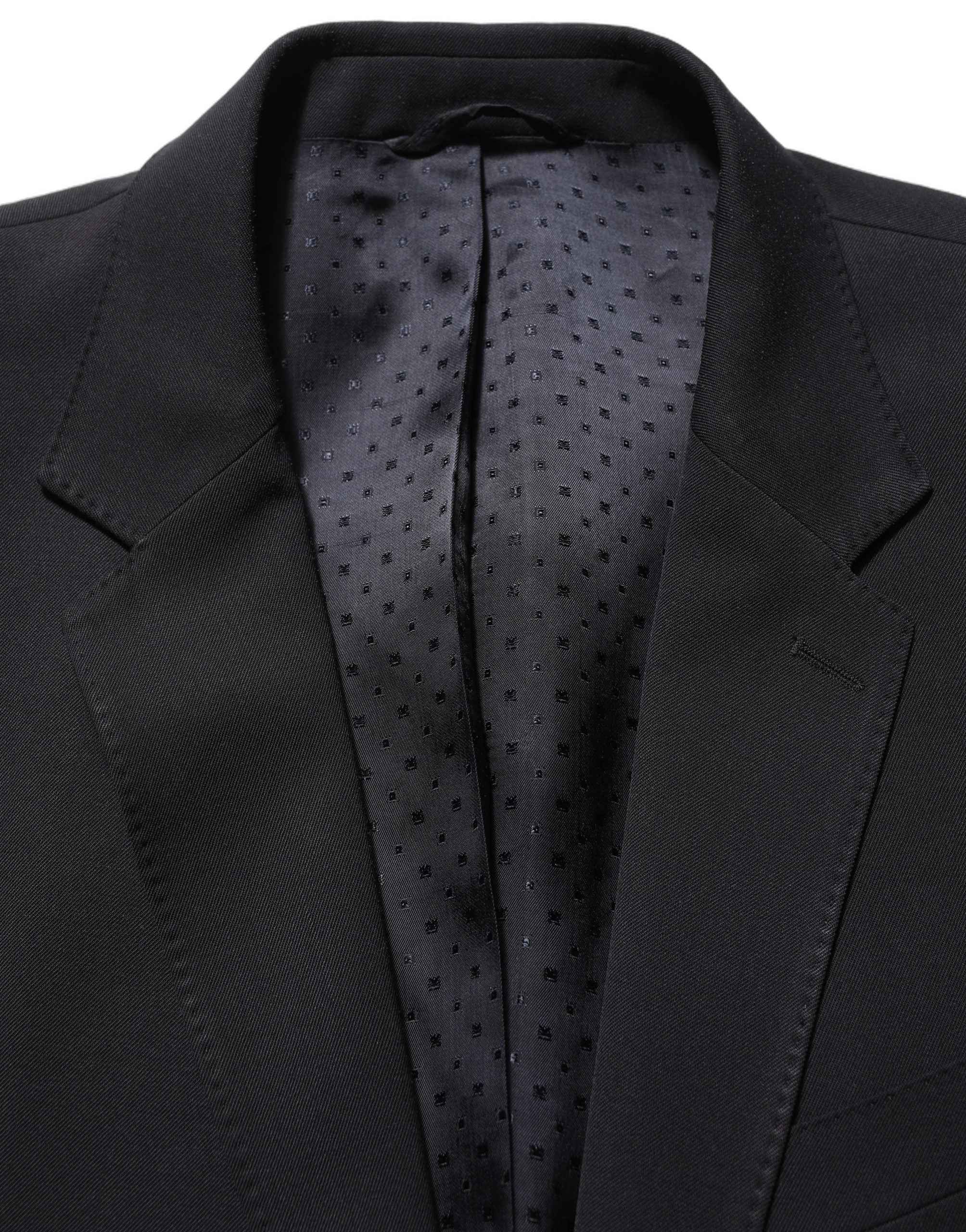 Dolce & Gabbana Black Wool Slim Fit Formal Men 2 Piece Suit
