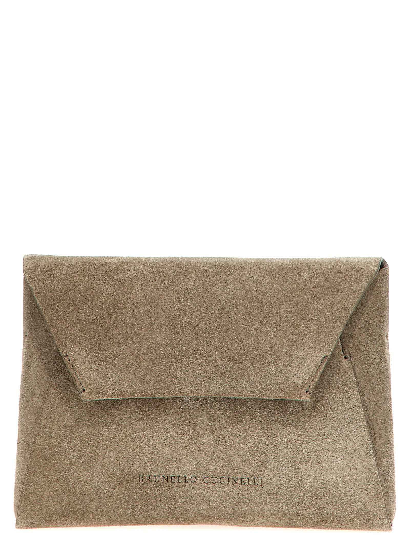 Brunello Cucinelli Gray Calfskin Clutch Bag