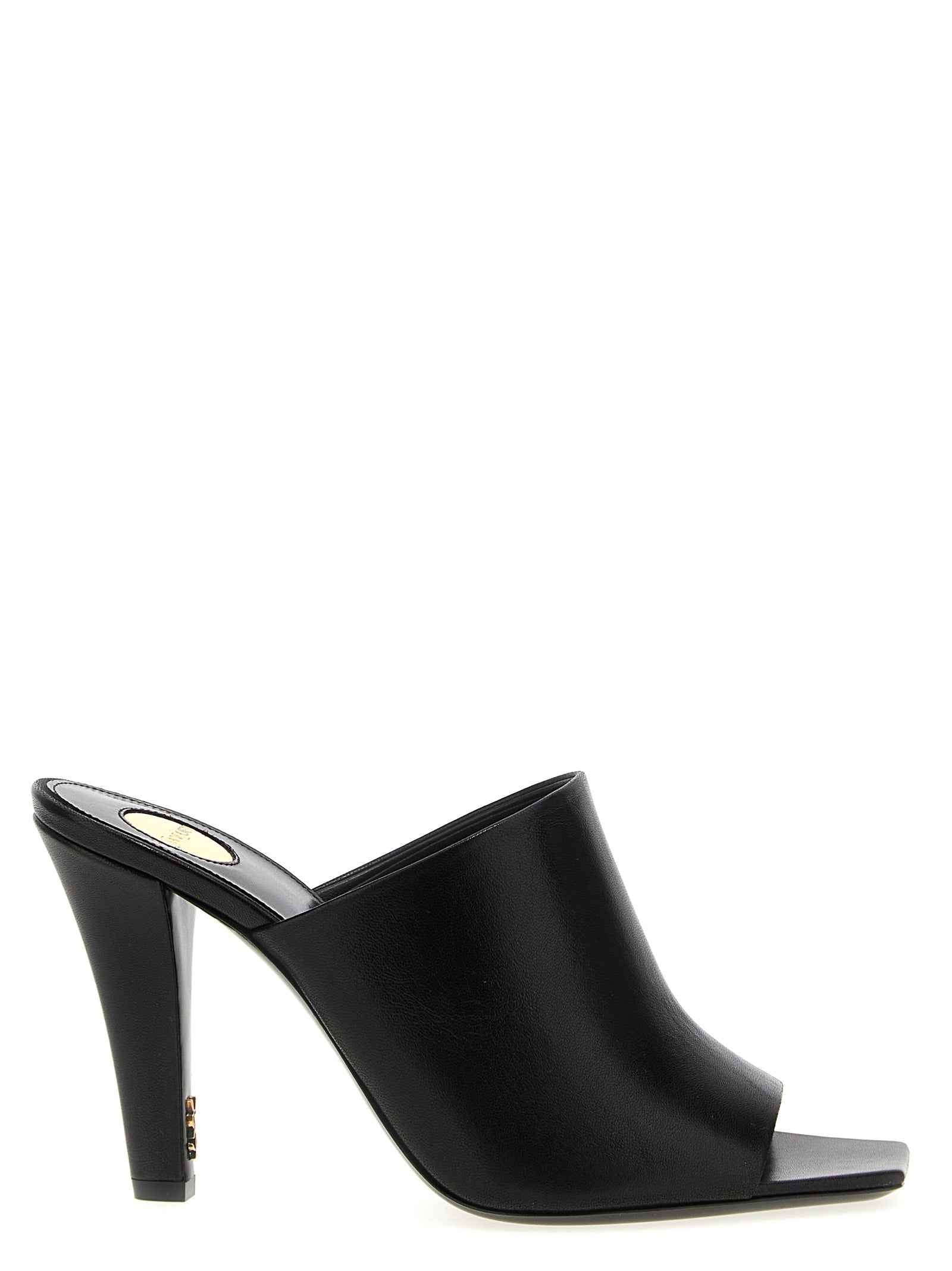 Saint Laurent Black Leather Stiletto Heel Sandals