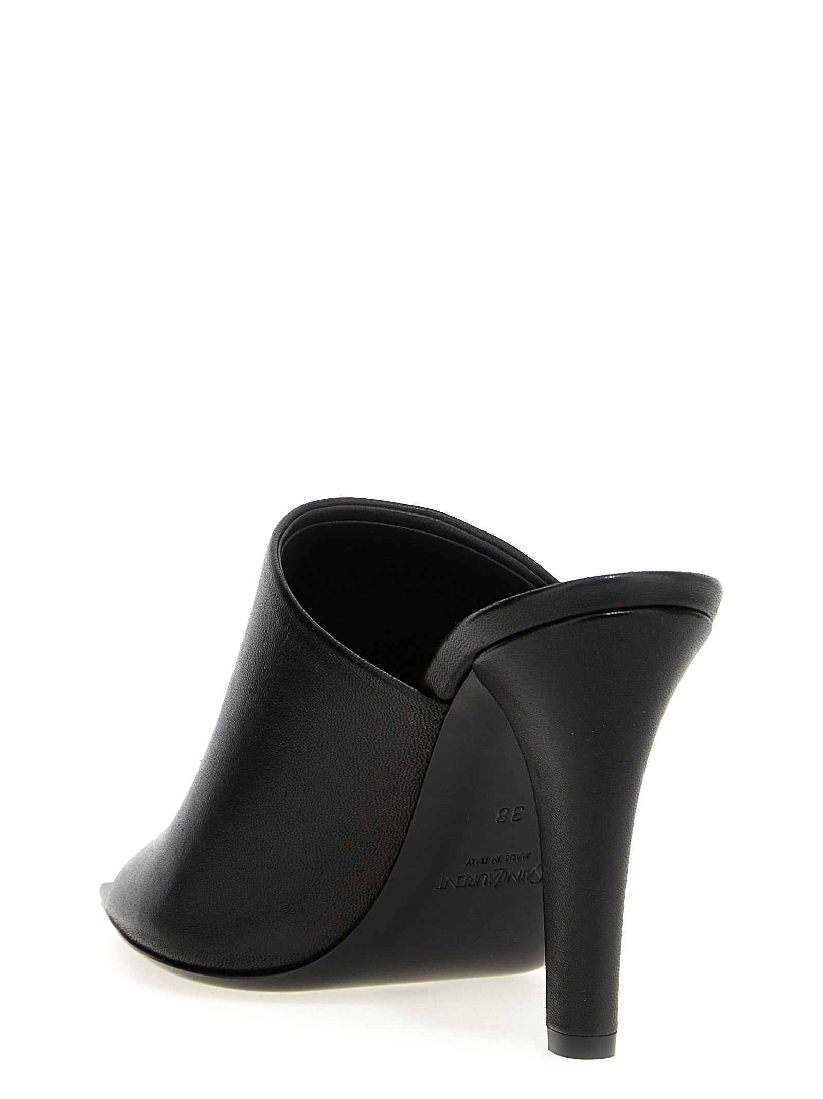 Saint Laurent Black Leather Stiletto Heel Sandals