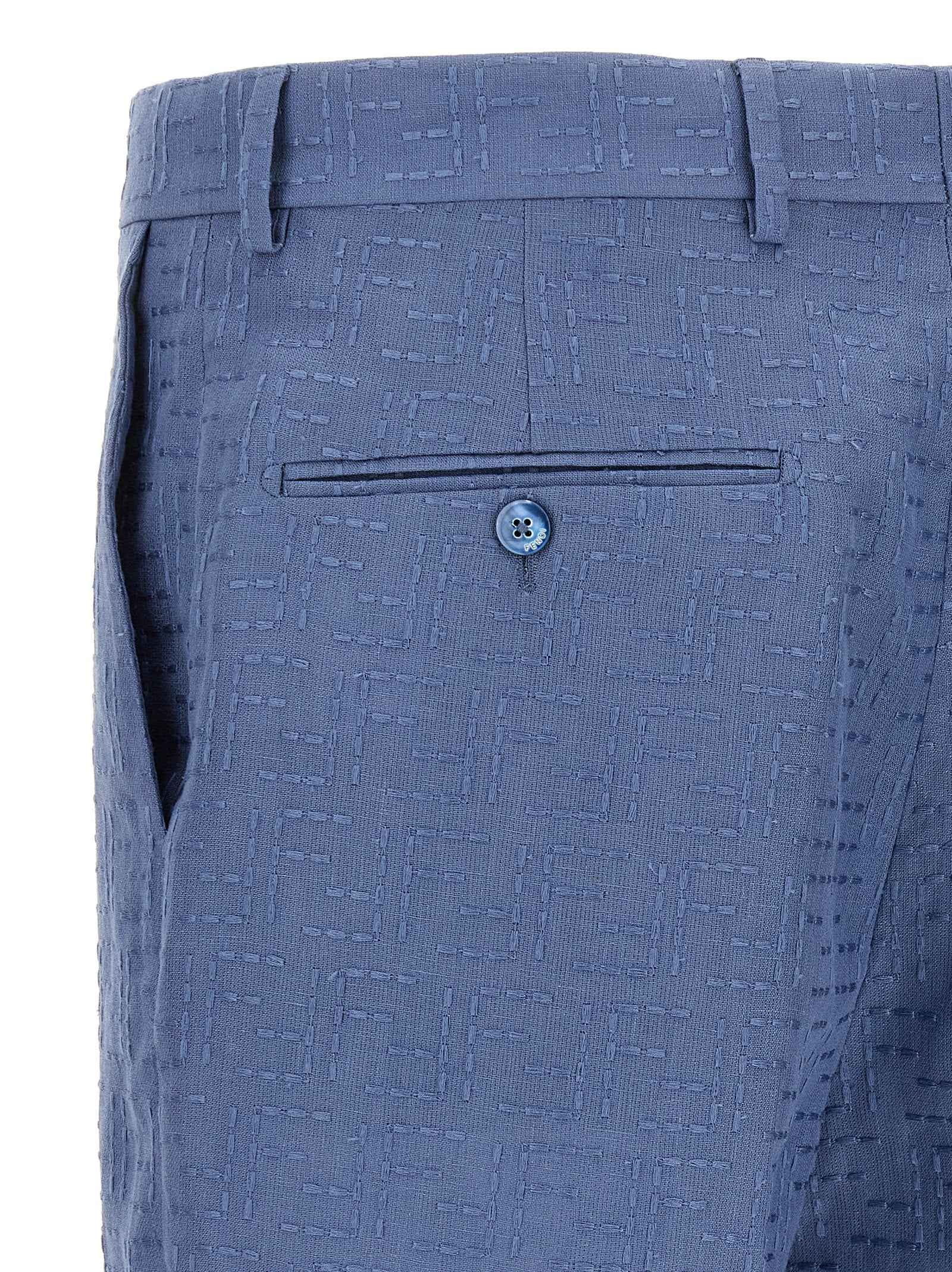 Fendi Blue Linen Bermuda Shorts